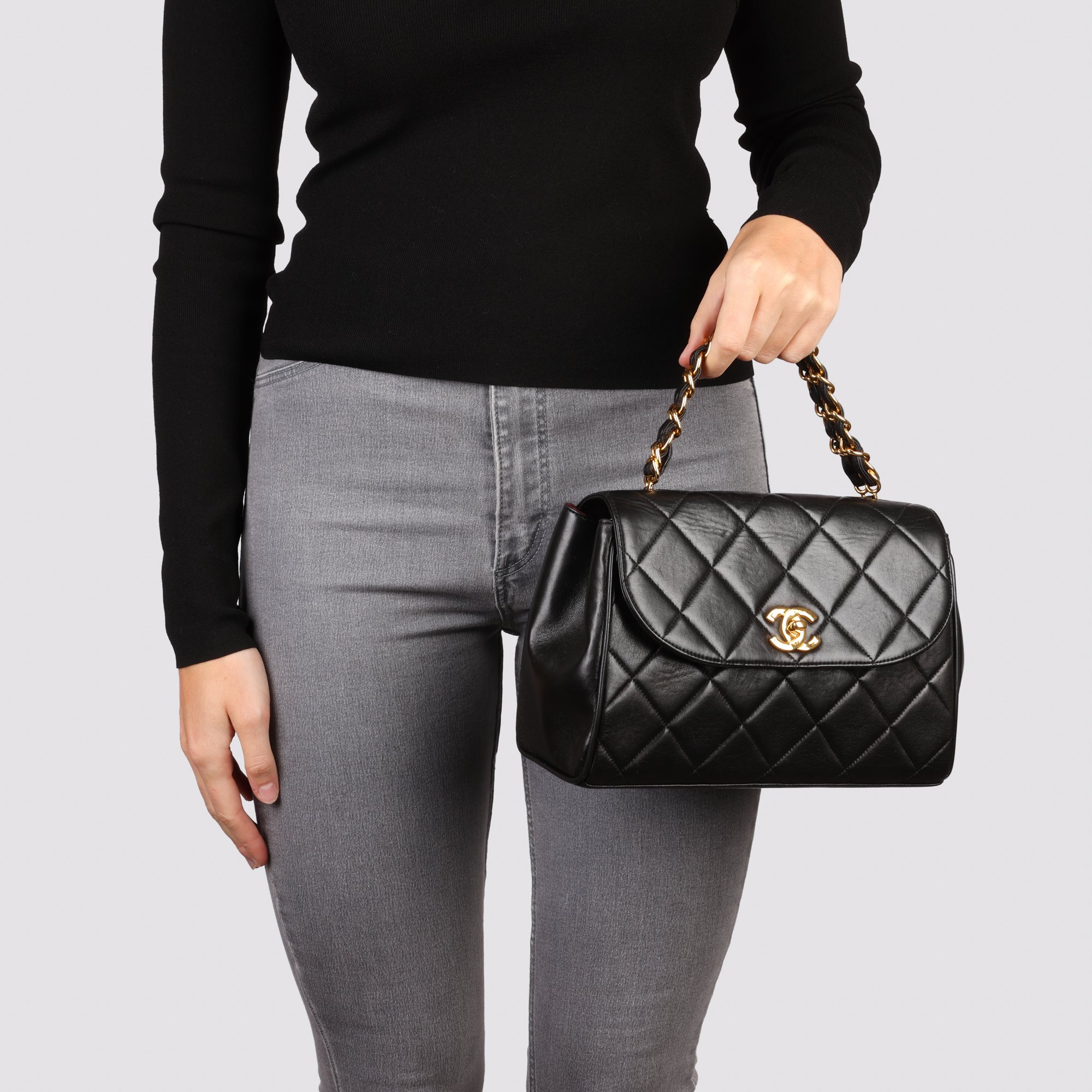 Chanel Medium Top Handle Classic Single Flap Bag 1996 HB4876 | Second Hand  Handbags