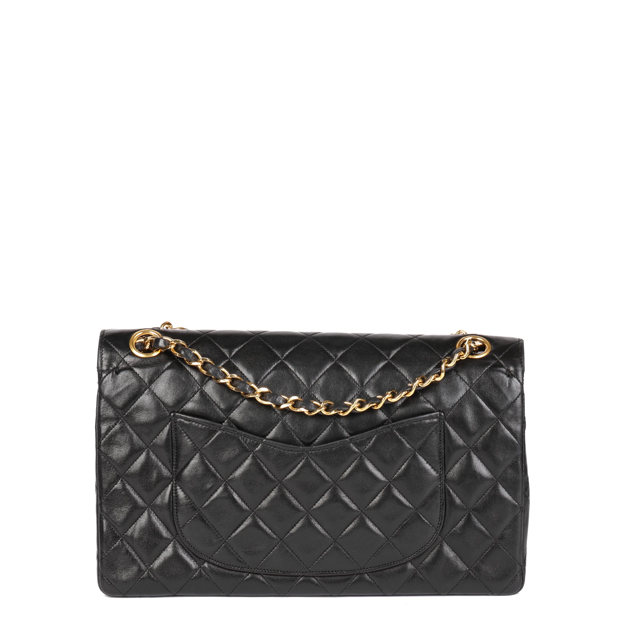Chanel Black Quilted Lambskin Vintage Medium Classic Double Flap Bag