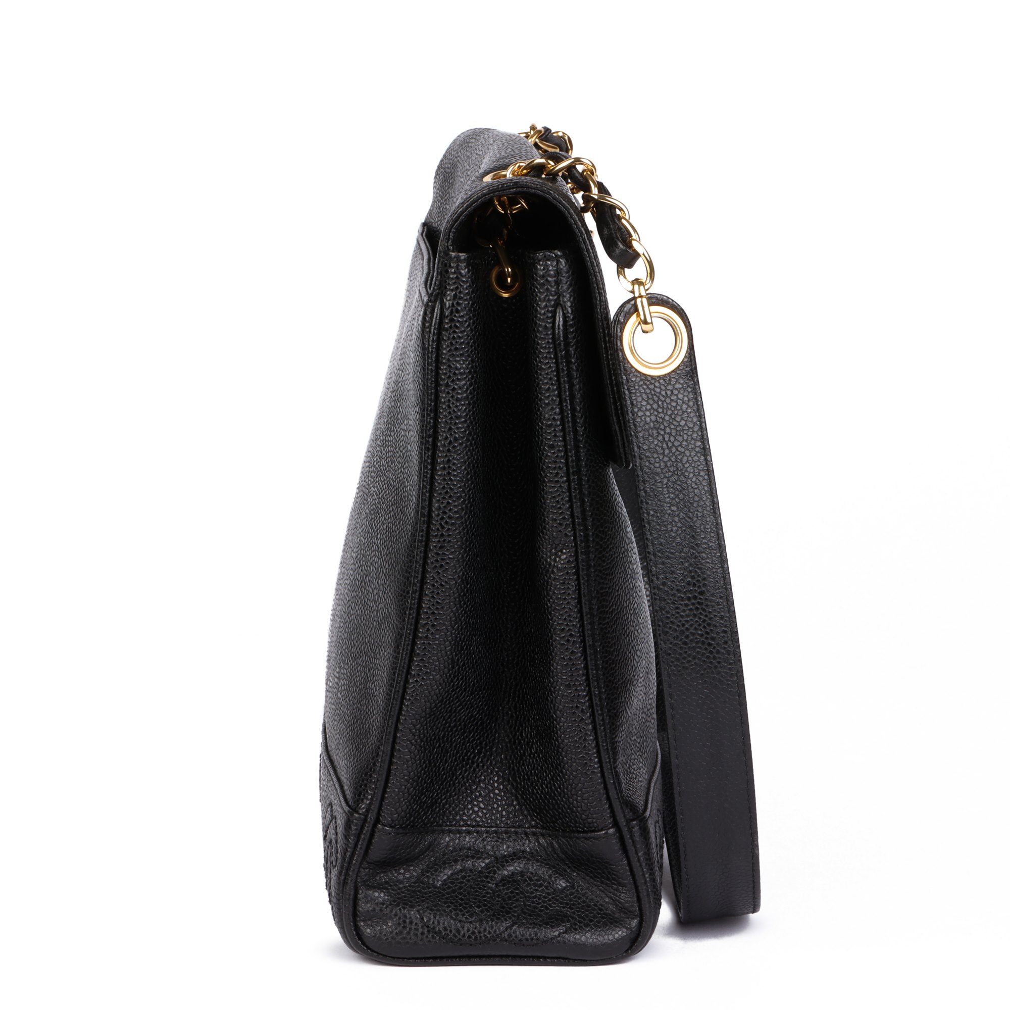 Chanel Black Caviar Leather Vintage Classic Shoulder Bag
