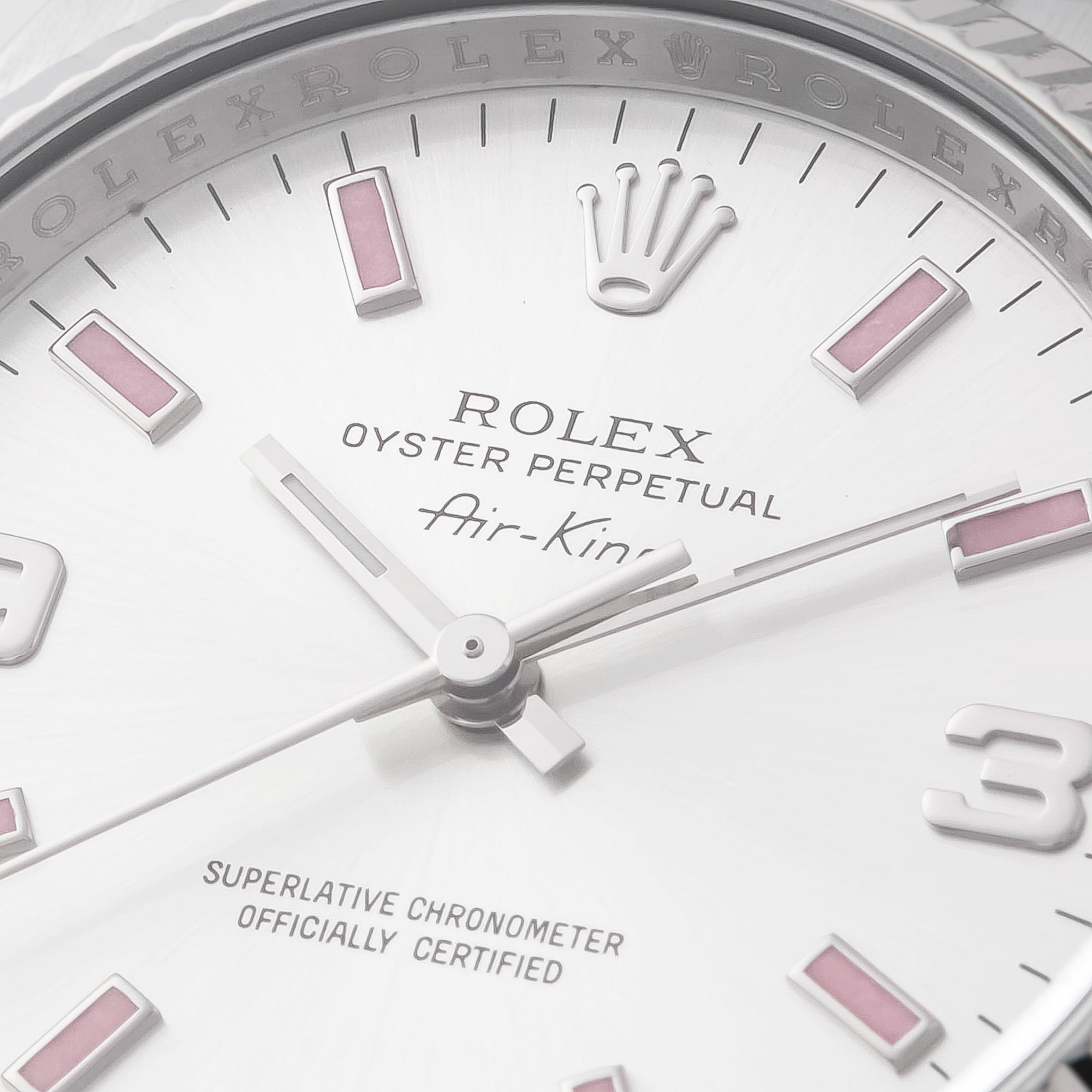 Rolex Air King Pink Batons Roestvrij Staal 114234