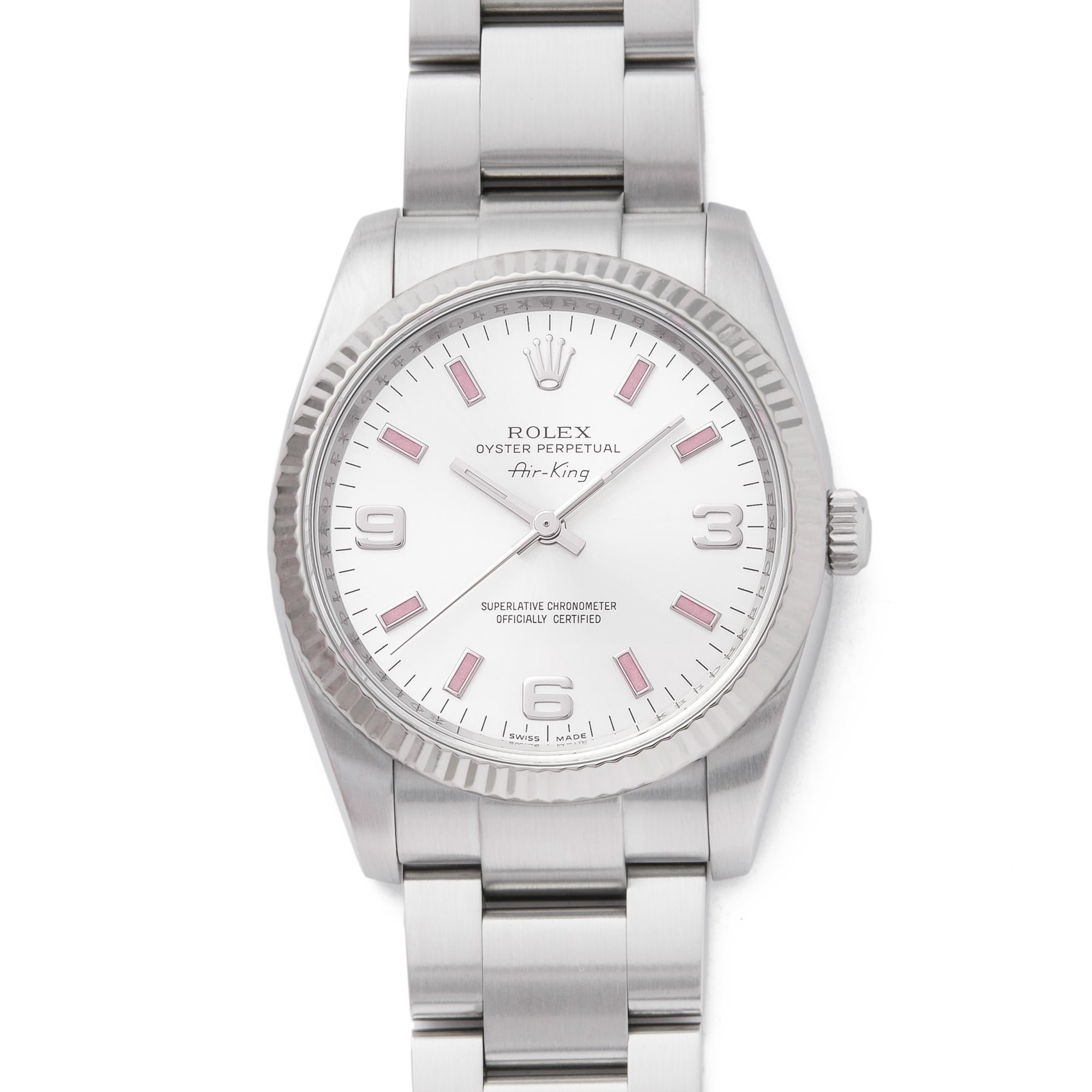 Rolex Air King Pink Batons Stainless Steel 114234