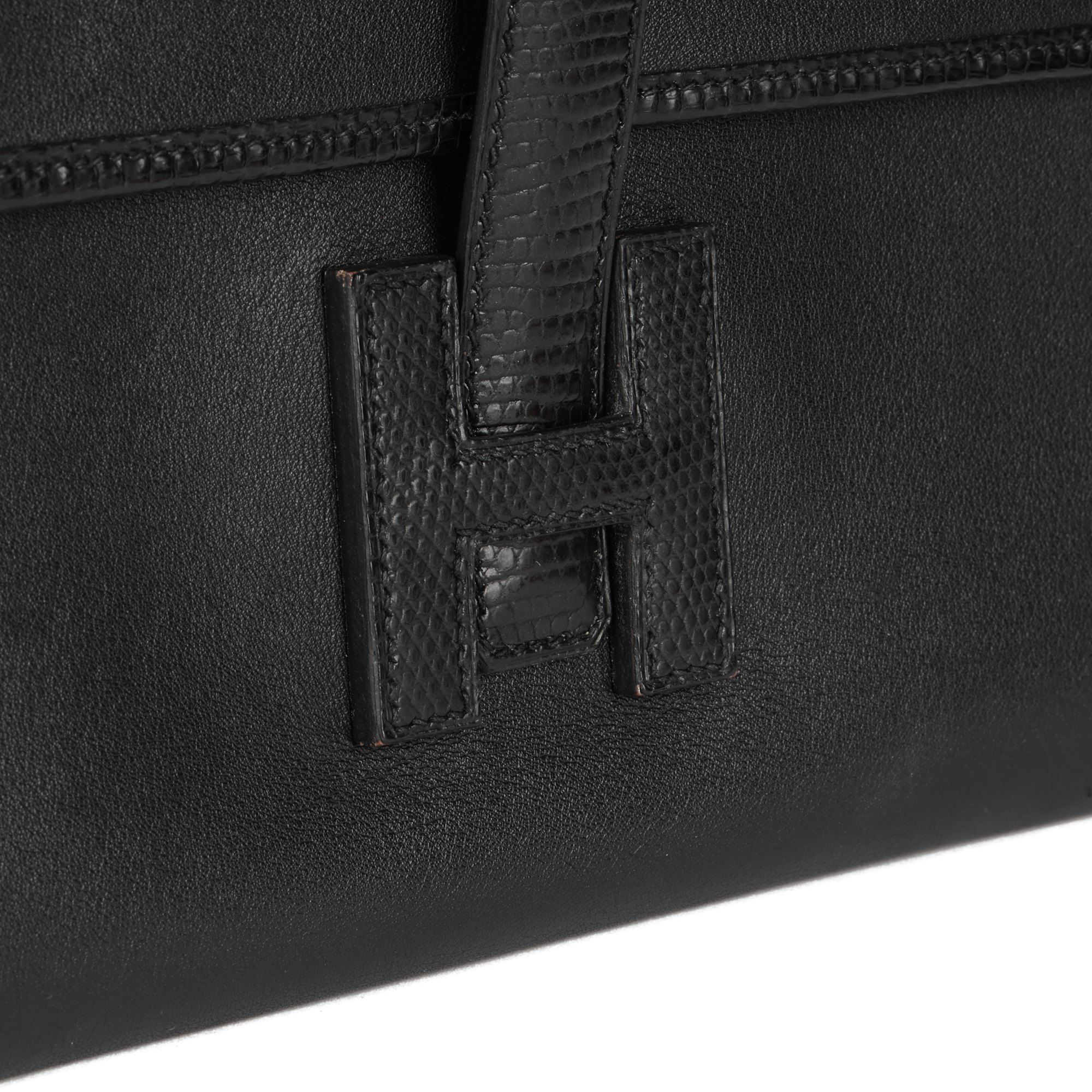 Hermès Black Swift Leather & Niloticus Lizard Leather Jige Elan 29