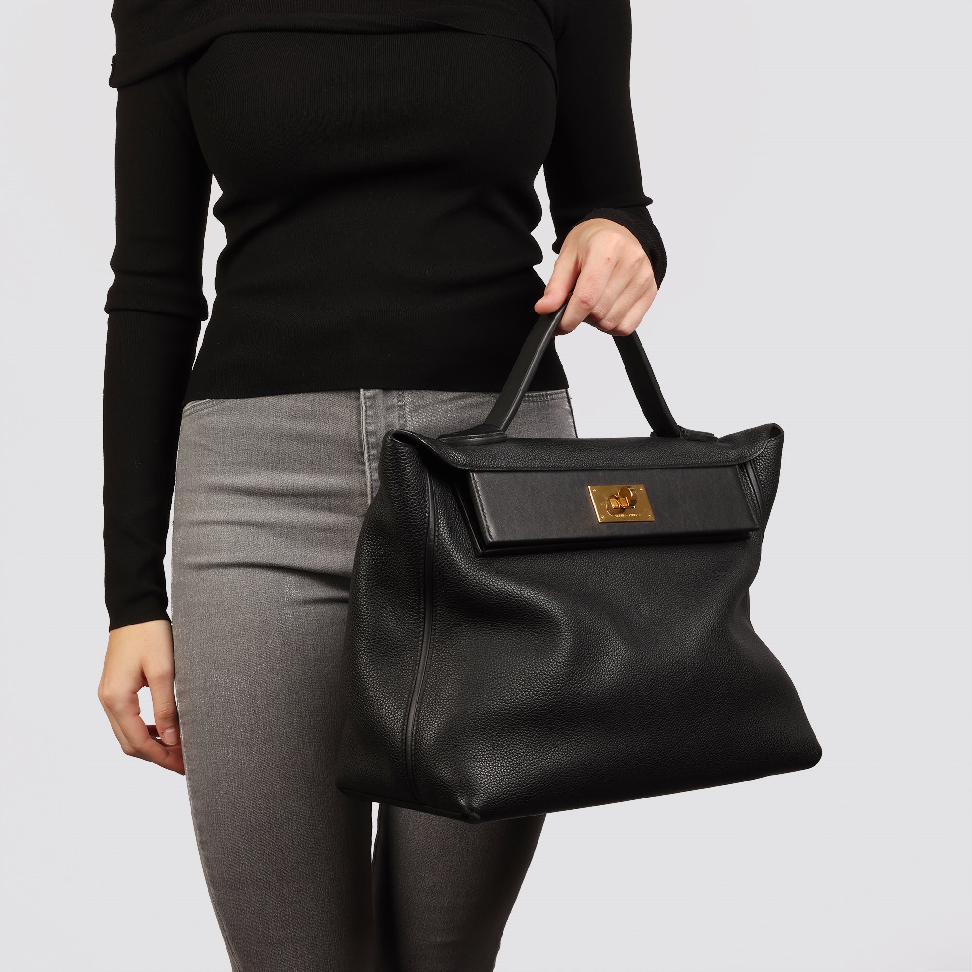 Hermès Black Togo Leather & Swift Leather 24/24 35cm