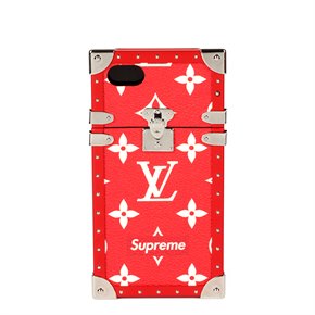 Louis Vuitton x Supreme Red & White Monogram Coated Canvas, Metal Petite Malle iPhone 7/7+ Case