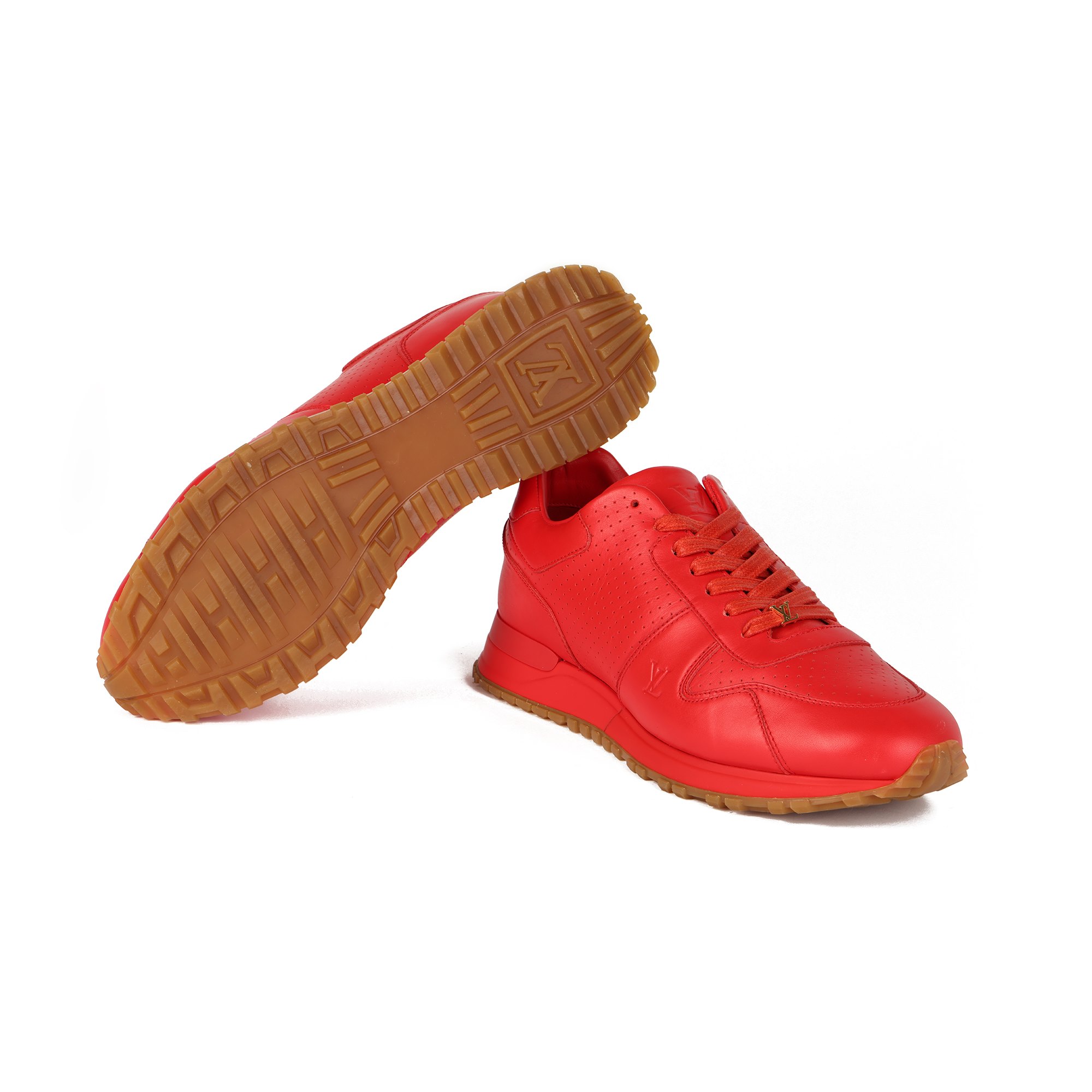Louis Vuitton x Supreme Red Leather Run Away Sneakers - Size 8