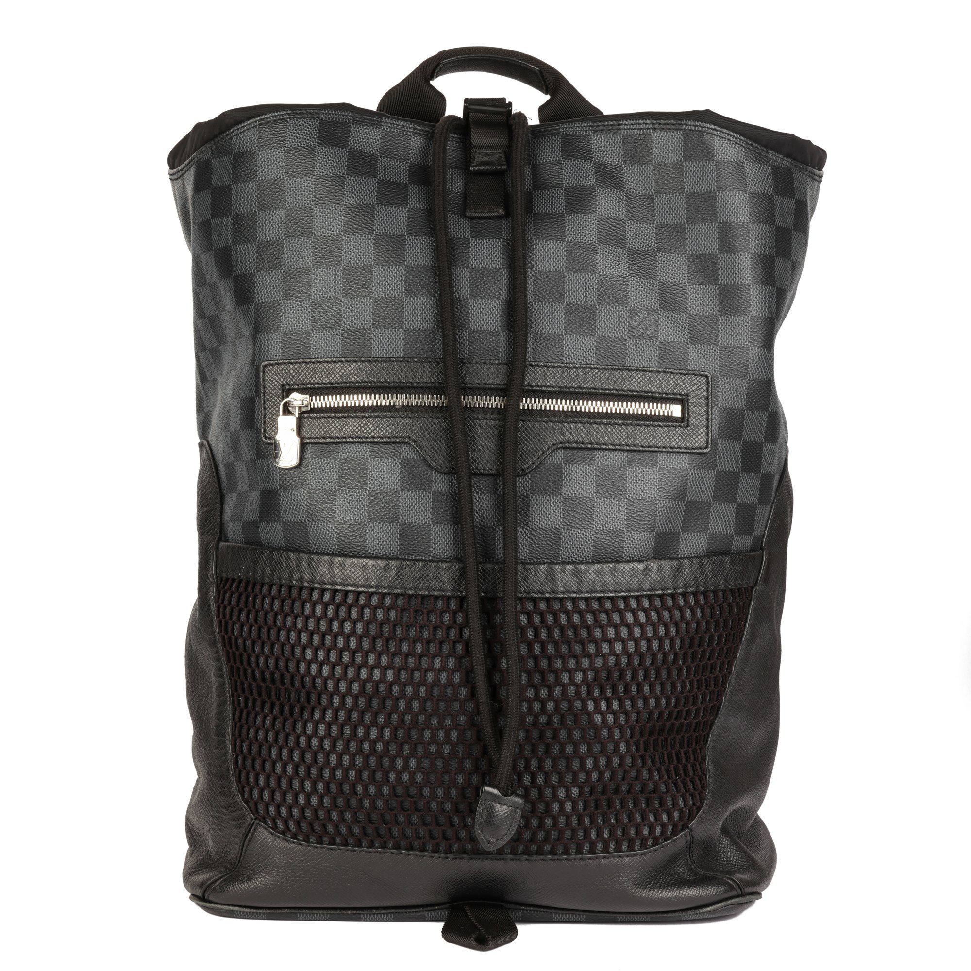 Louis Vuitton Damier Cobalt Coated Canvas, Black Calfskin Leather & Black Nylon Matchpoint Backpack