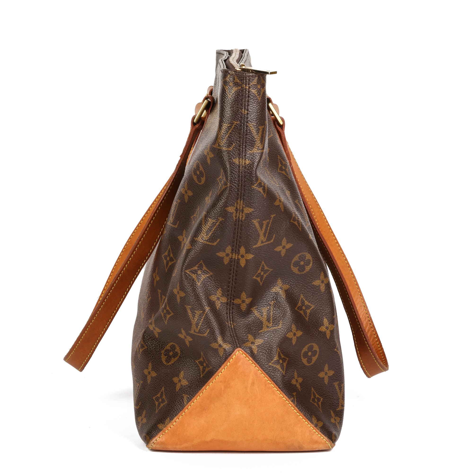 Louis Vuitton Brown Monogram Coated Canvas & Vachetta Leather Vintage Cabas Mezzo