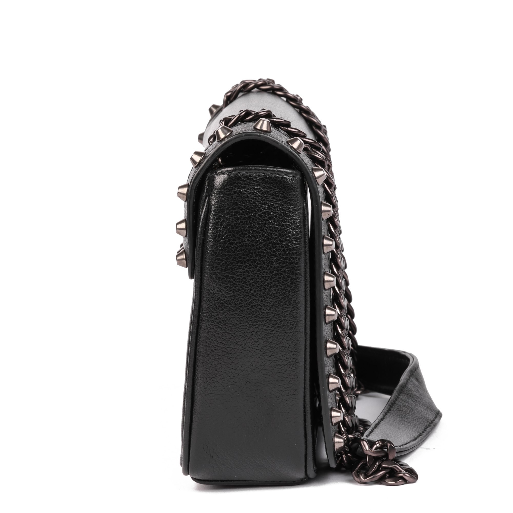Prada Black Calfskin Leather Studded Crossbody Bag