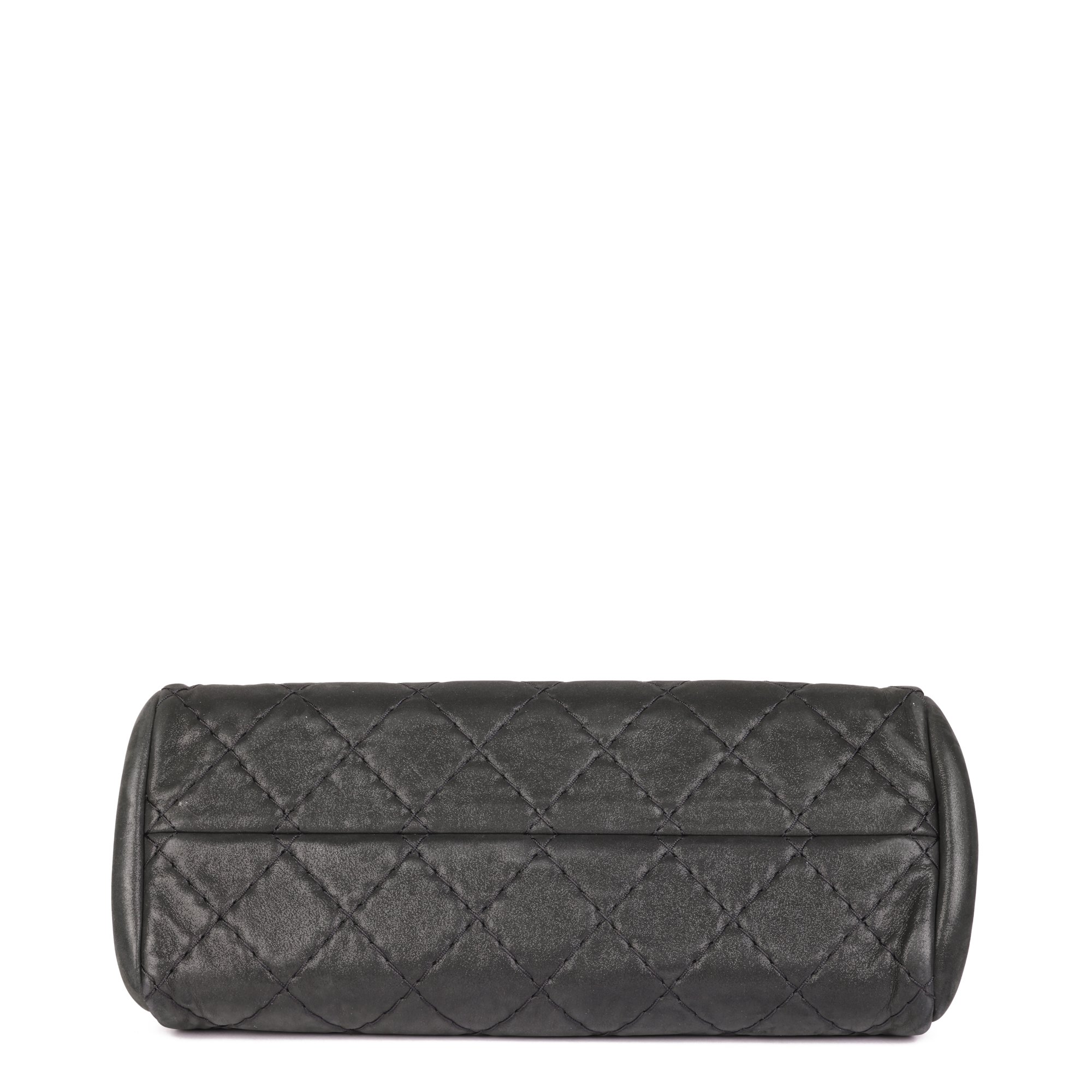 Chanel Dark Grey Quilted Glazed Calfskin Leather Just Mademoiselle Bowling Bag