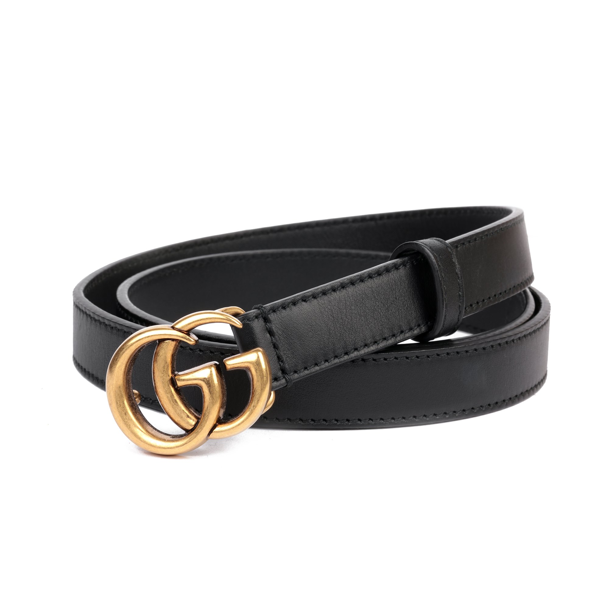 Gucci Black Smooth Calfskin Marmont Buckle Belt
