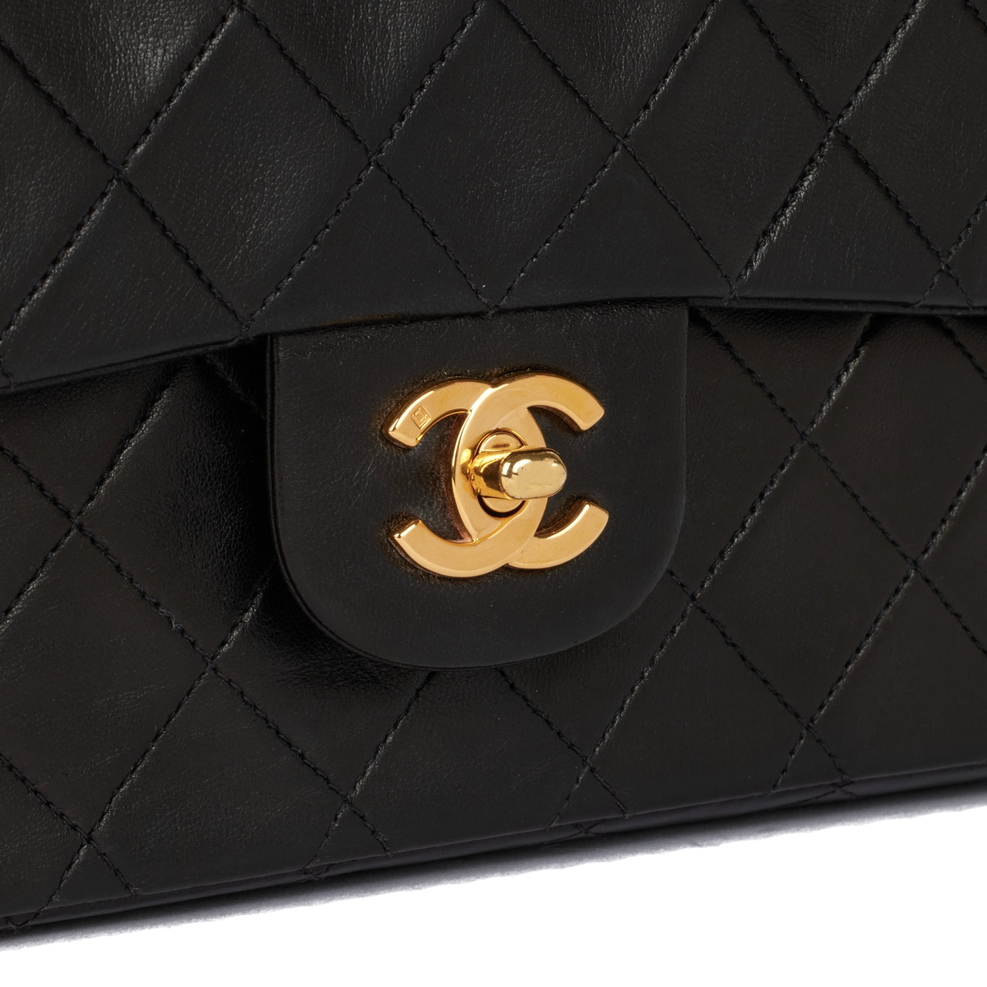 Chanel Black Quilted Lambskin Vintage Medium Classic Double Flap Bag