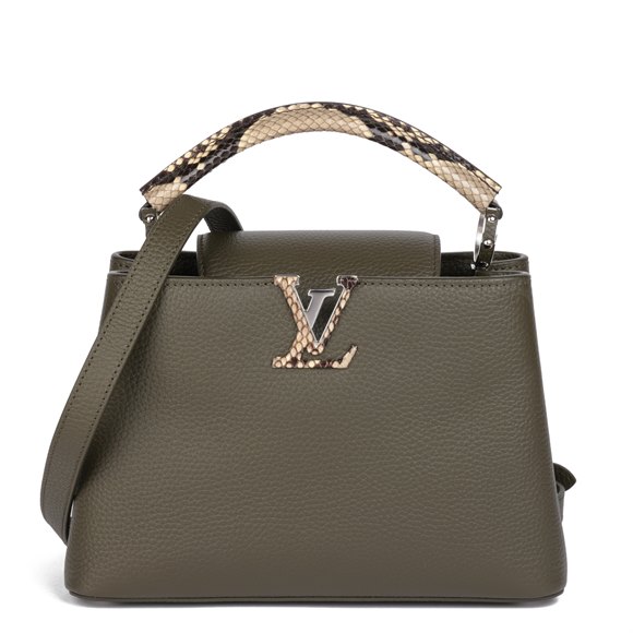 Louis Vuitton Khaki Taurillon Leather & Natural Python Leather Capucines BB