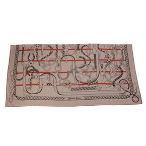 Hermès Black, Orange H & White Cashmere & Silk Chale Cachemire 140 Scarf