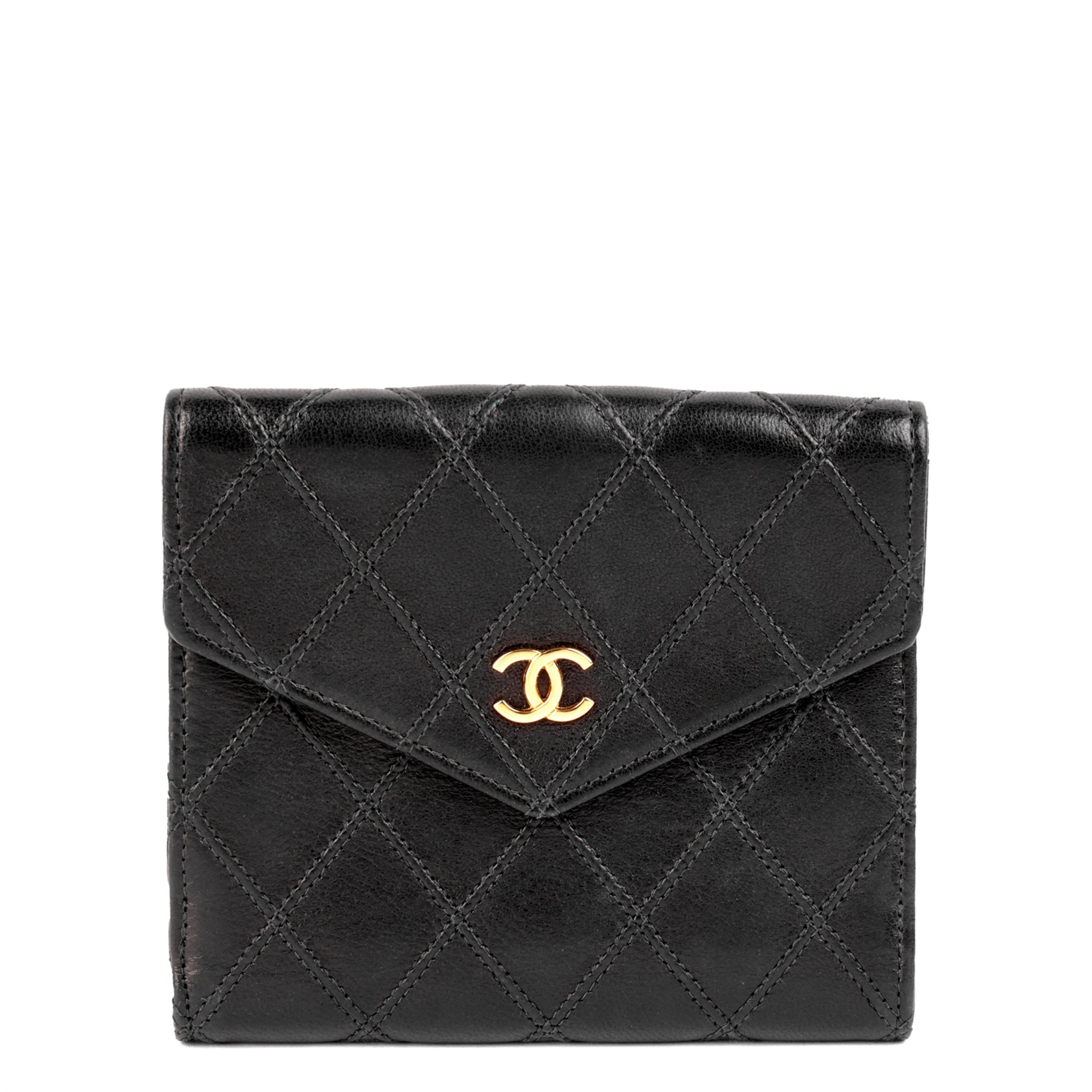 Chanel Black Quilted Lambskin Timeless Vintage Bi-Fold Wallet