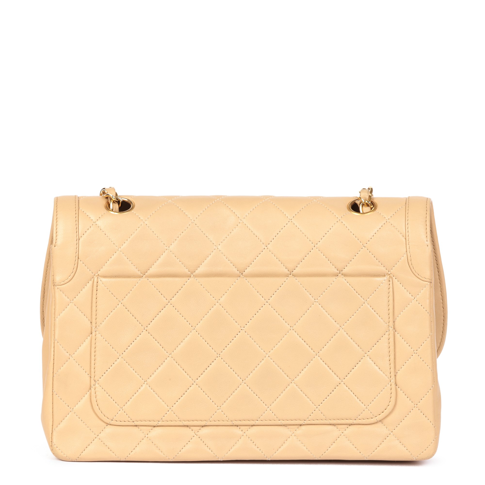 Chanel Beige Quilted Lambskin Vintage Medium Classic Single Flap Bag with Wallet