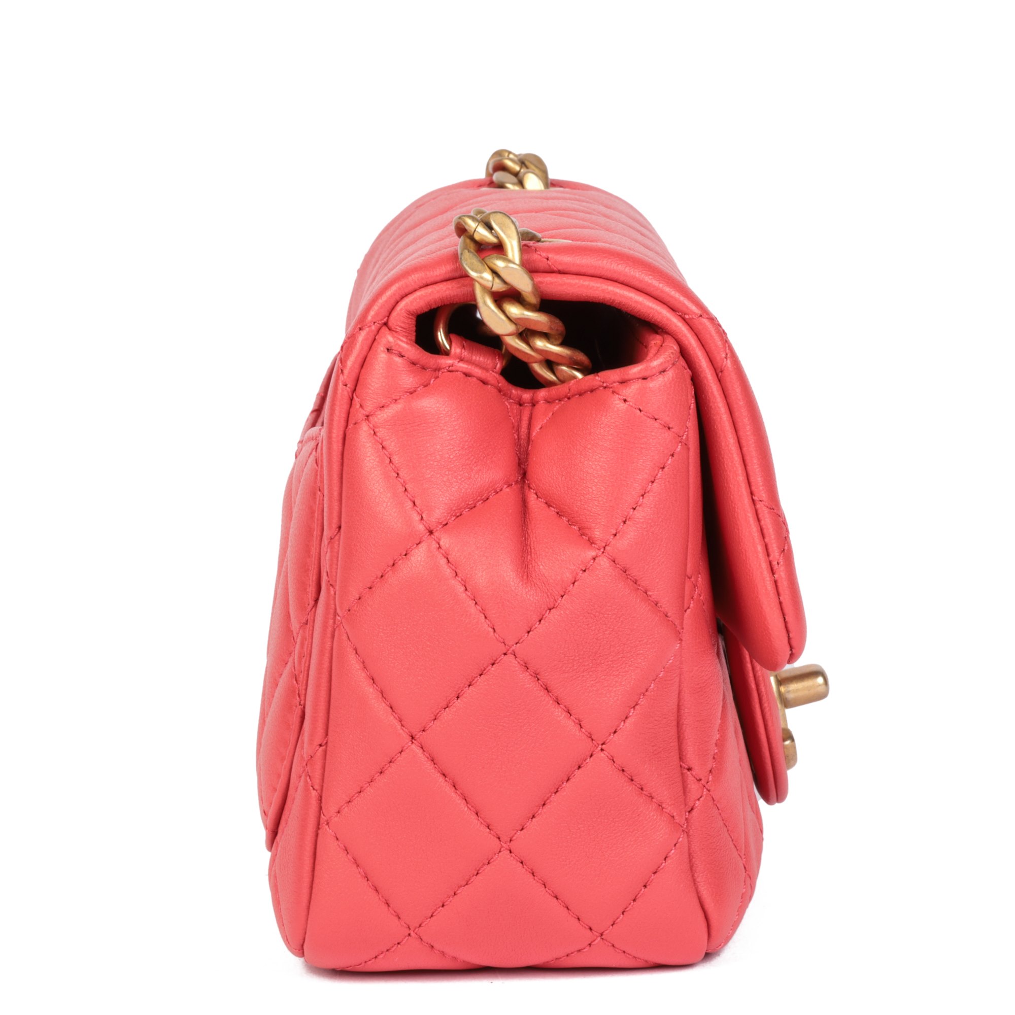 Chanel Coral Red Quilted Lambskin Jewels Square Mini Flap Bag