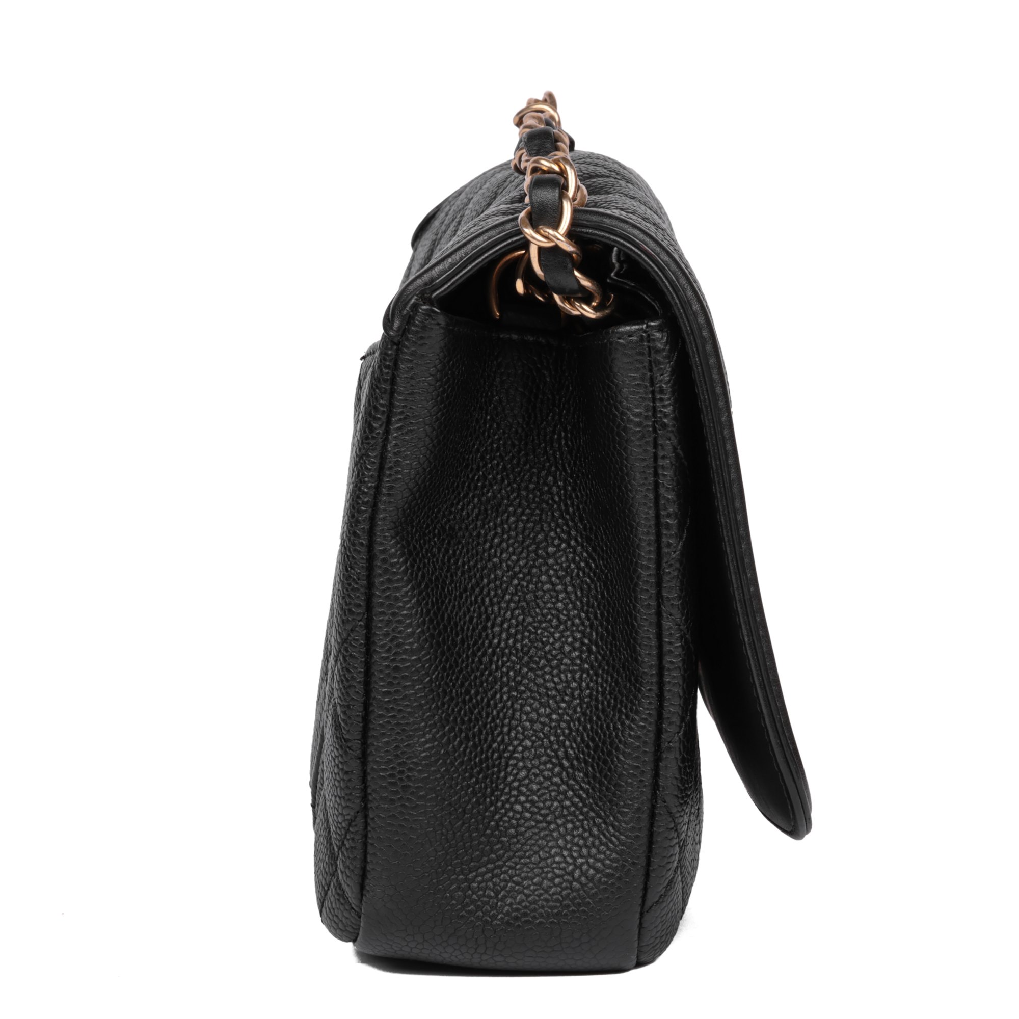 Chanel Black Quilted Caviar Leather Medium Filigree Flap Bag