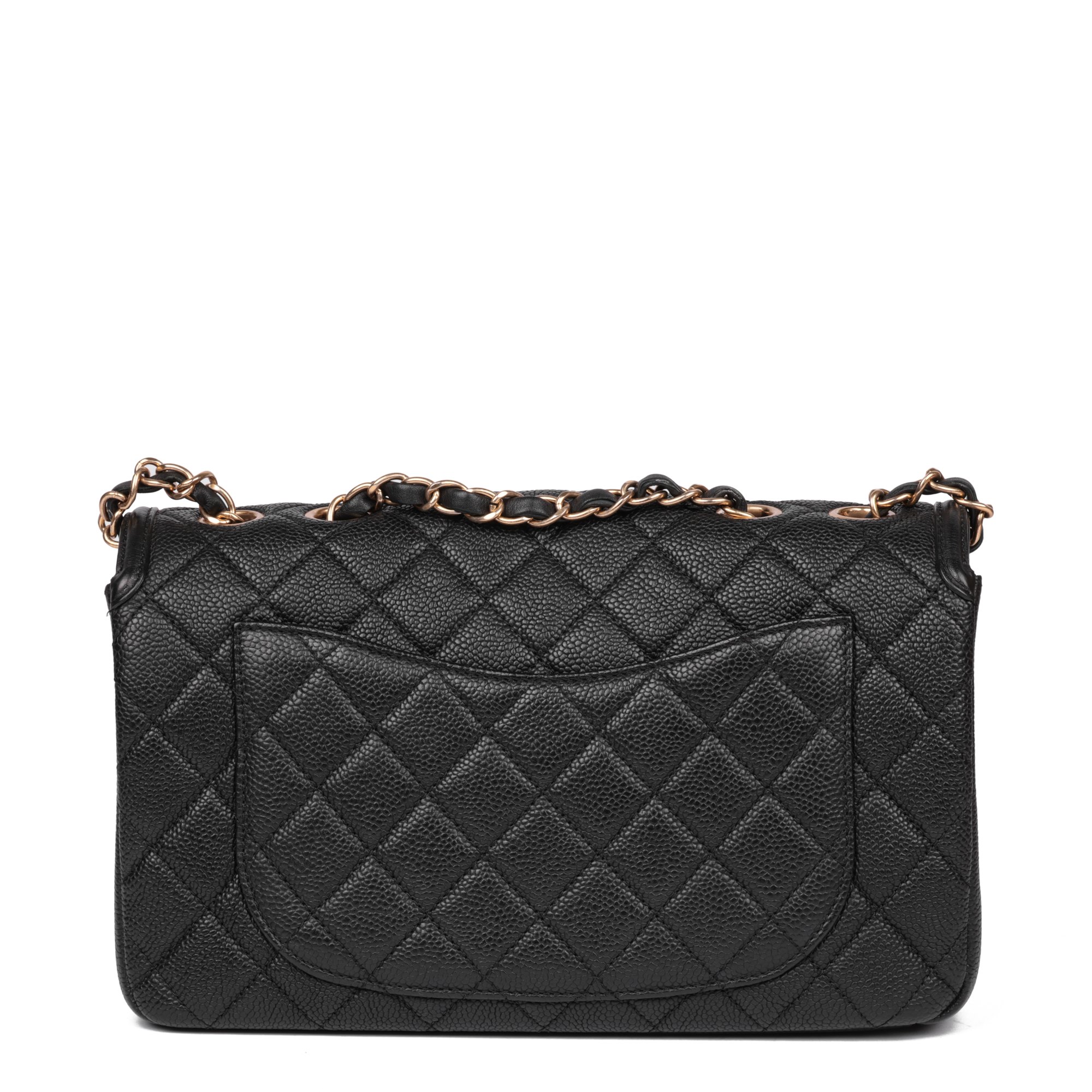 Chanel Black Quilted Caviar Leather Medium Filigree Flap Bag