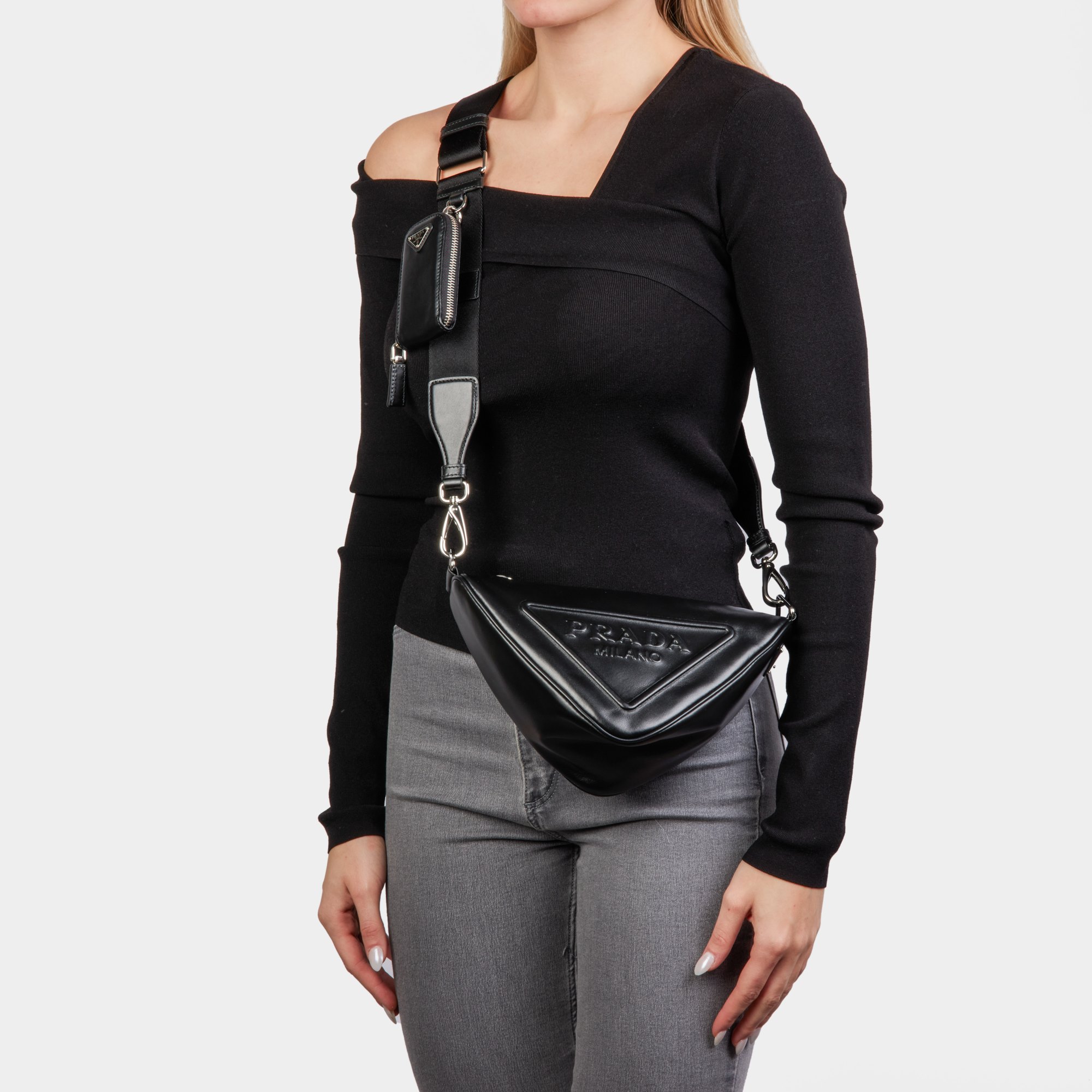 Prada Women's Triangle Leather Shoulder Bag