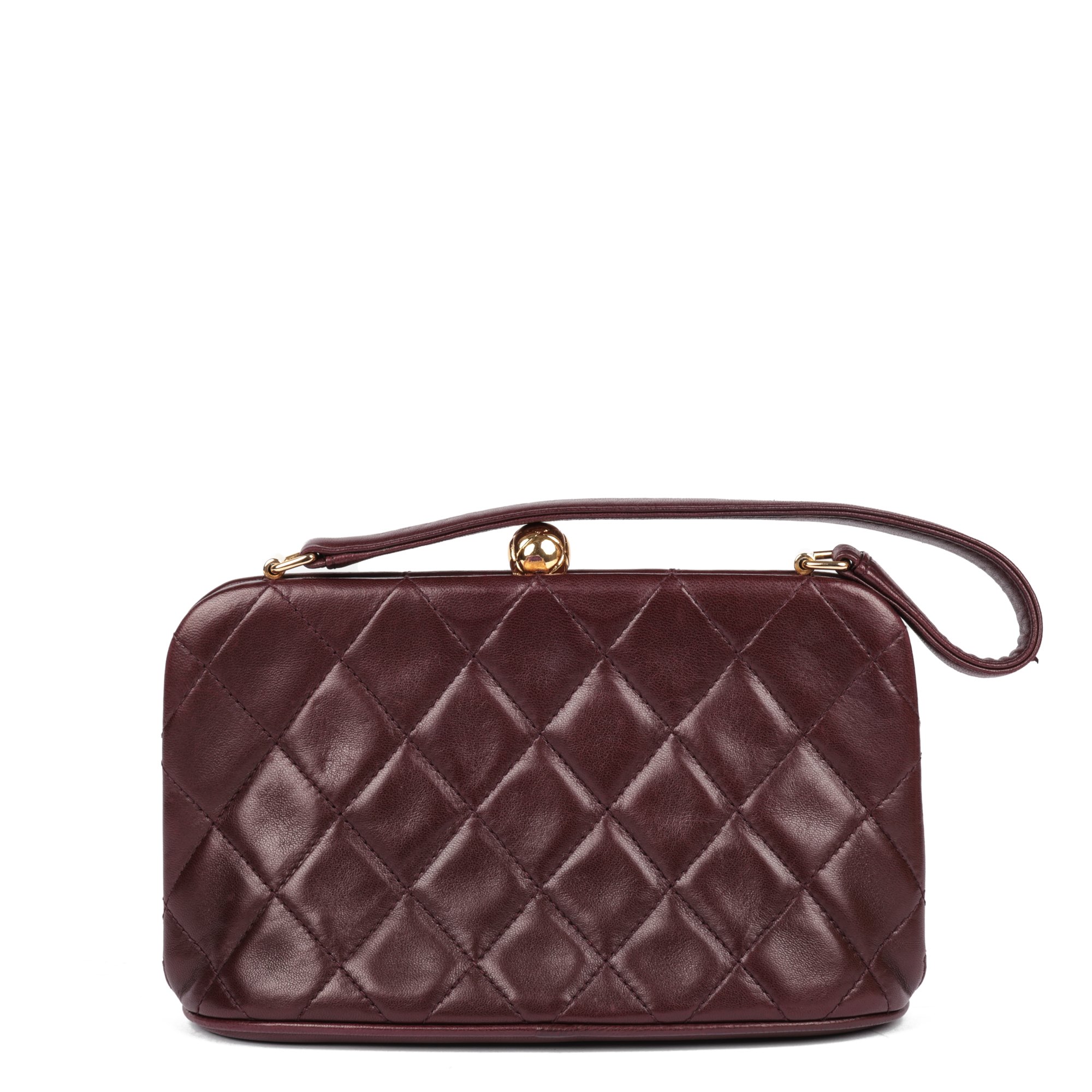 Chanel Burgundy Quilted Lambskin Timeless Top Handle Frame Bag