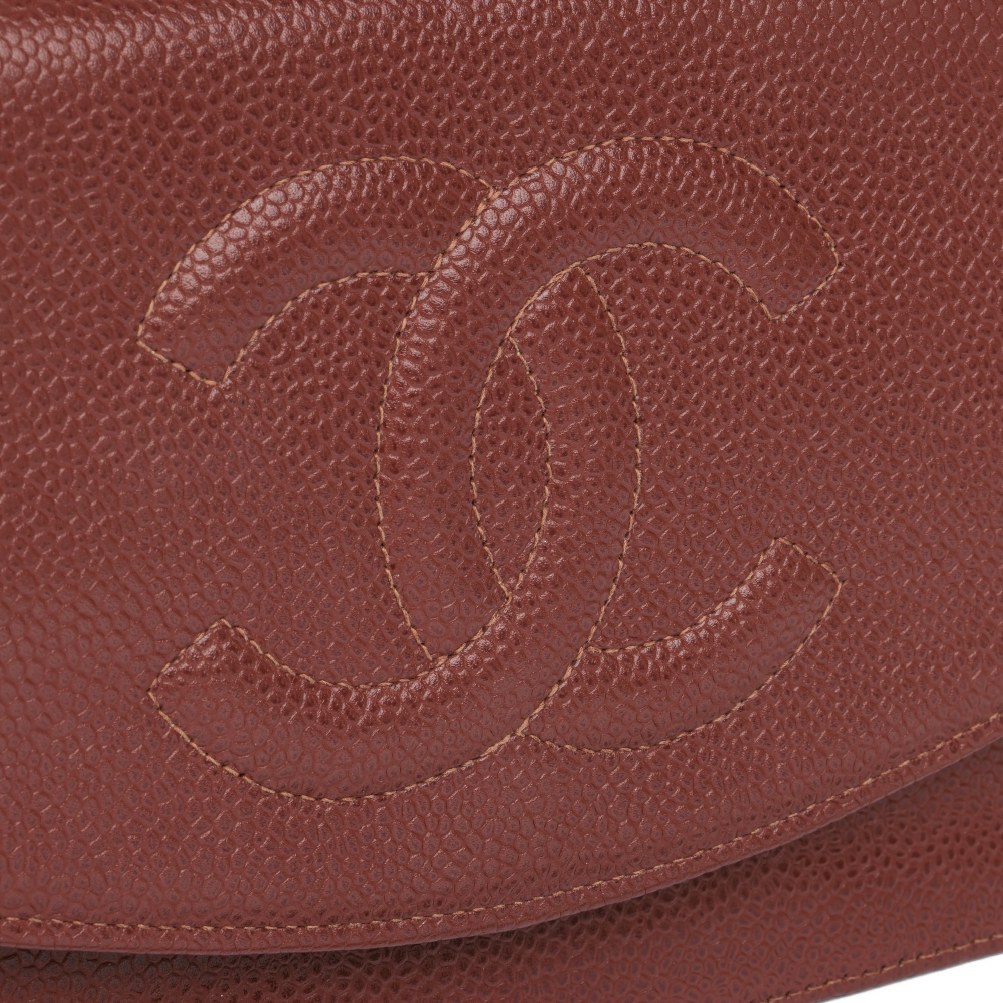 Chanel Brown Caviar Leather Vintage Timeless Wallet-on-Chain