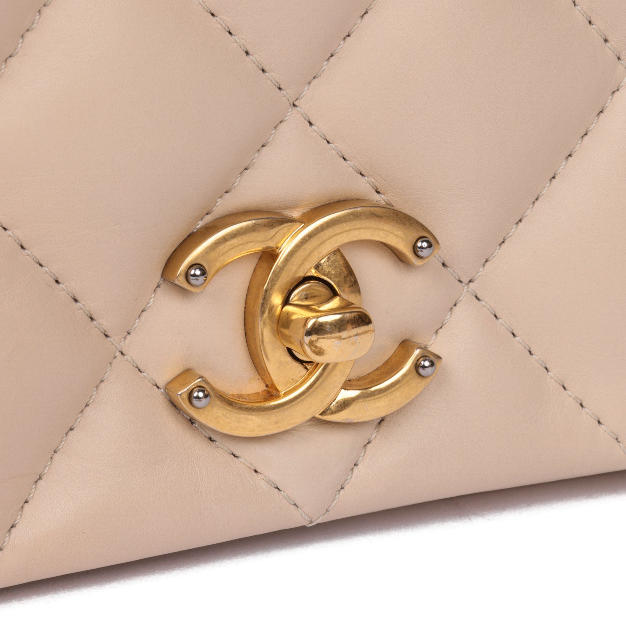 Chanel Beige Quilted Lambskin Medium Classic Single Full Flap Bag