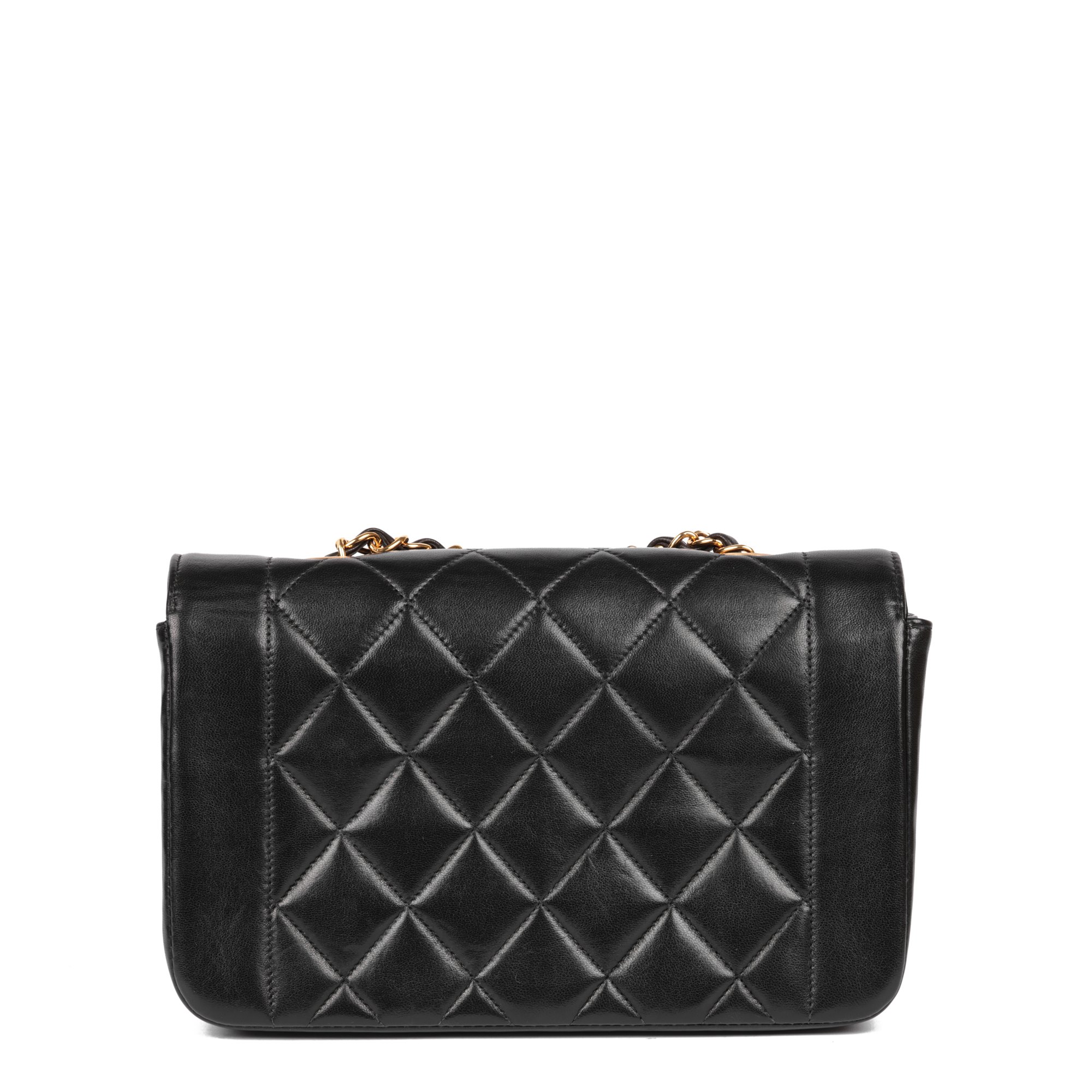 Chanel Black Quilted Lambskin Vintage Small Diana Classic Single Flap Bag