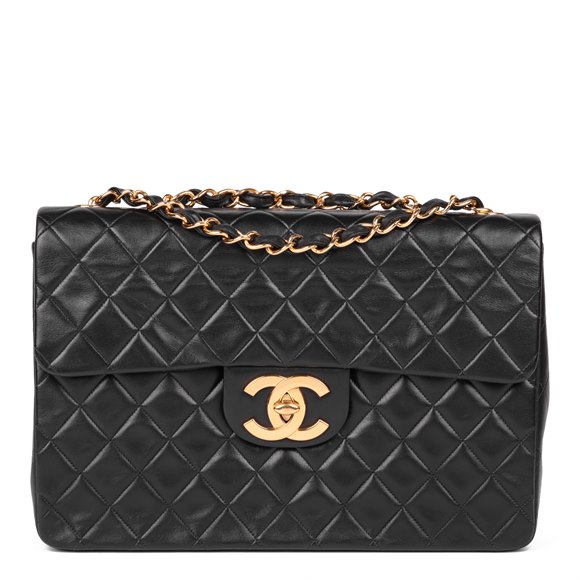 Chanel Black Quilted Lambskin Maxi Jumbo XL Classic Single Flap Bag