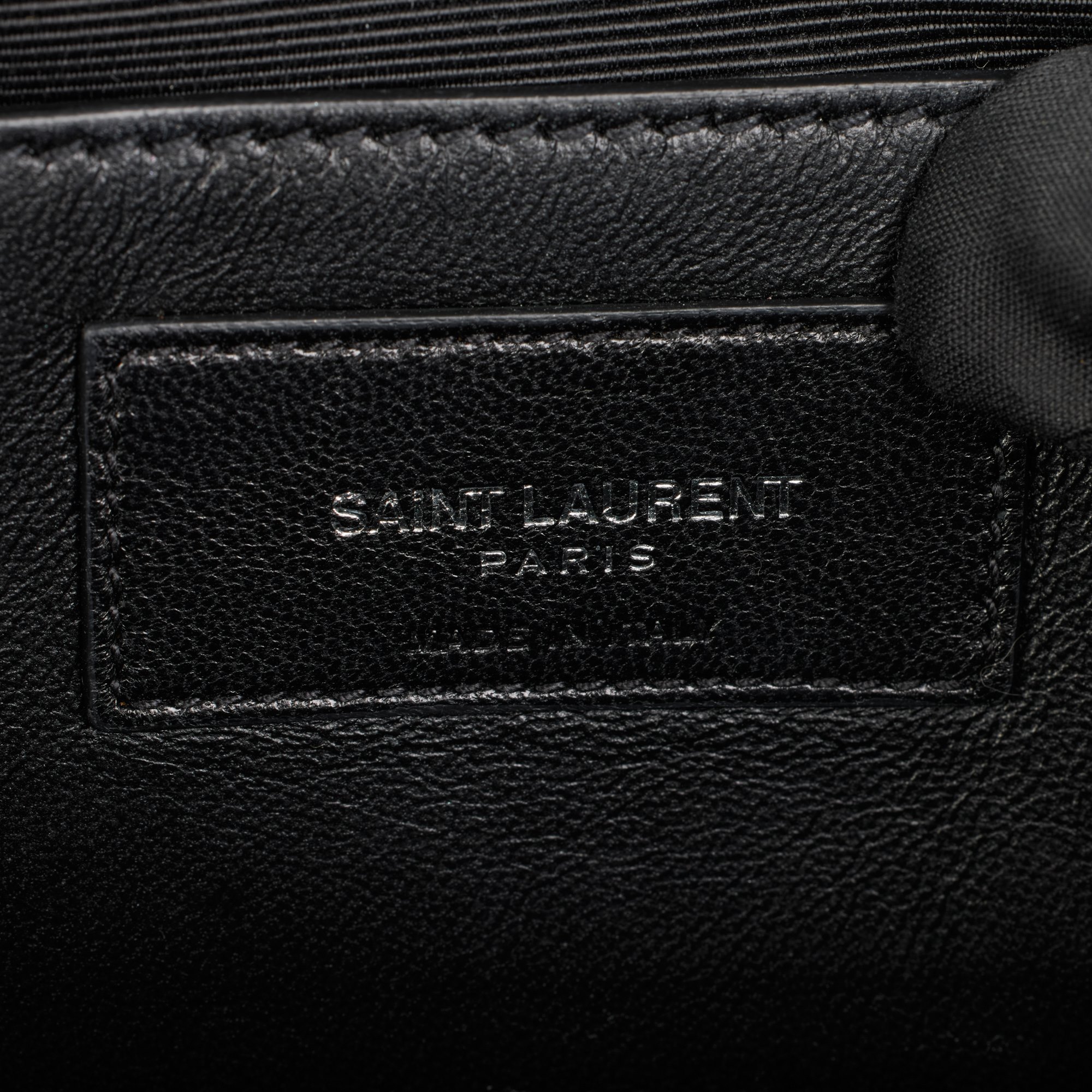 Saint Laurent Black Calfskin Leather Silver Studded Clutch