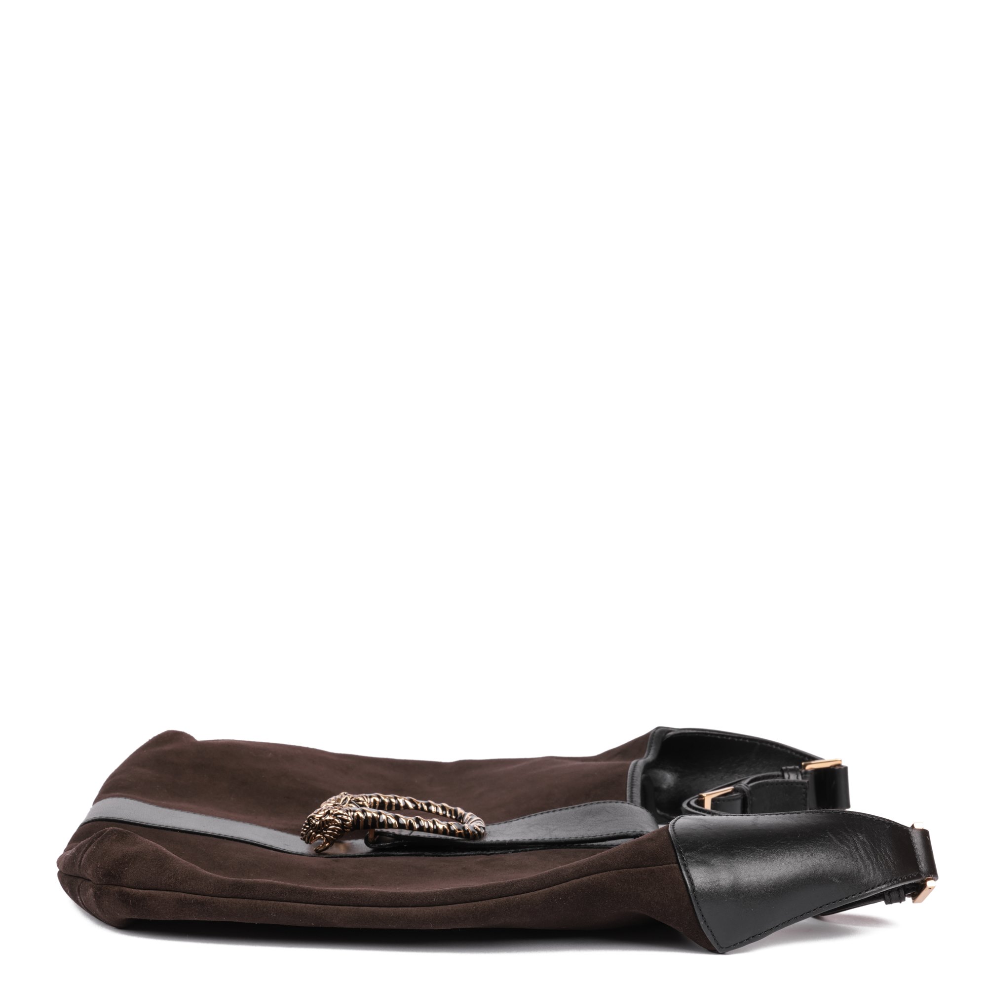 Gucci Brown Suede & Black Calfskin Leather Vintage Dionysus Shoulder Bag