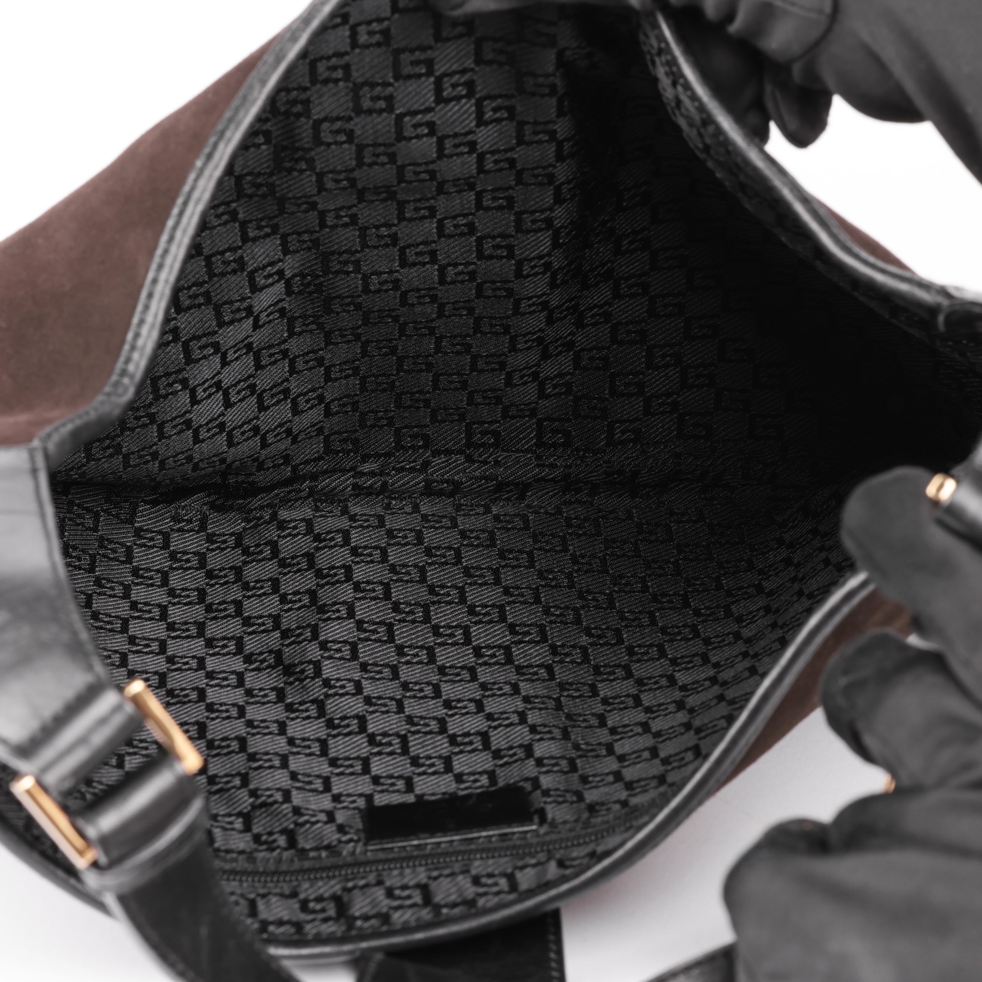 Gucci Brown Suede & Black Calfskin Leather Vintage Dionysus Shoulder Bag