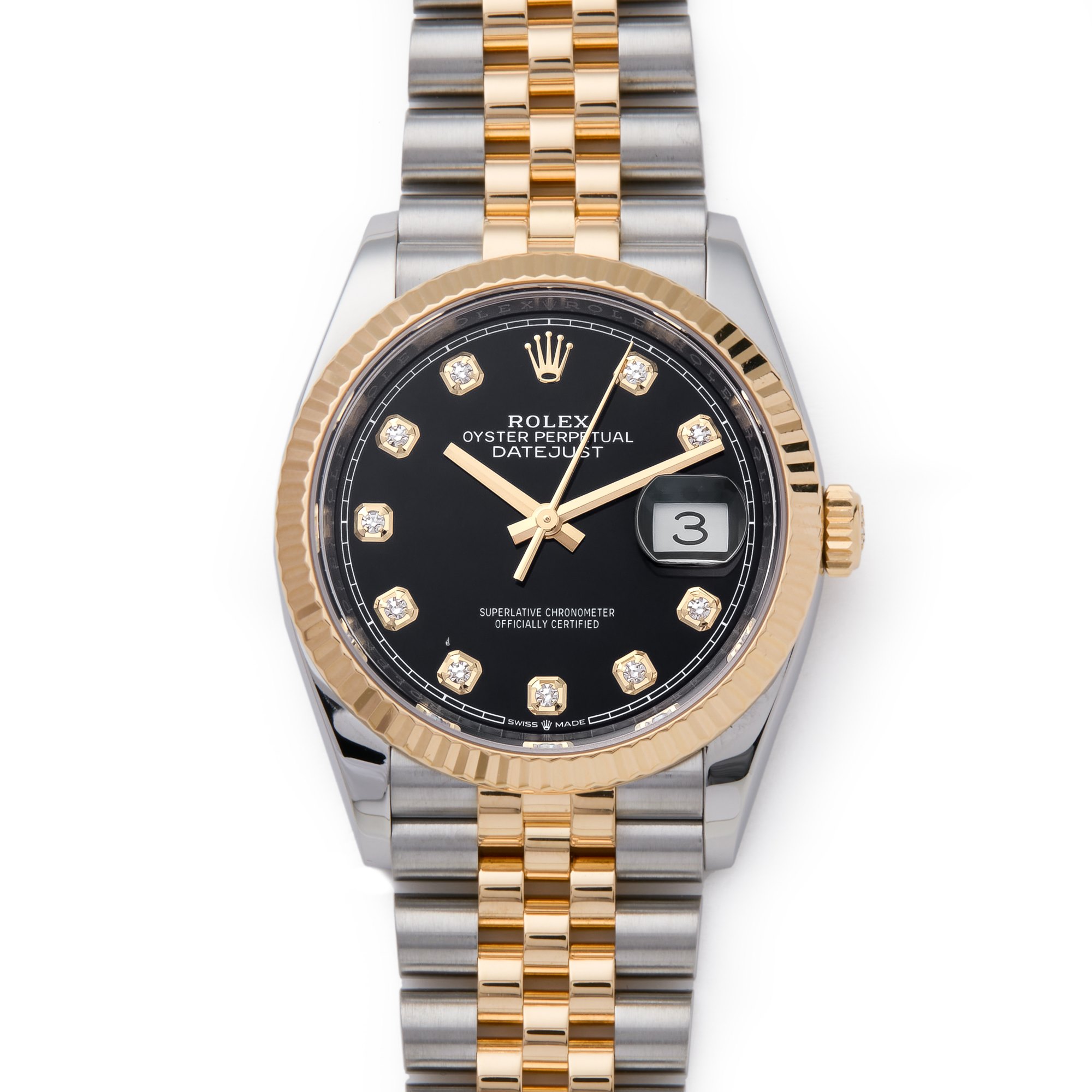 Rolex Datejust 36 Black Diamond Dial Yellow Gold & Stainless Steel 126233