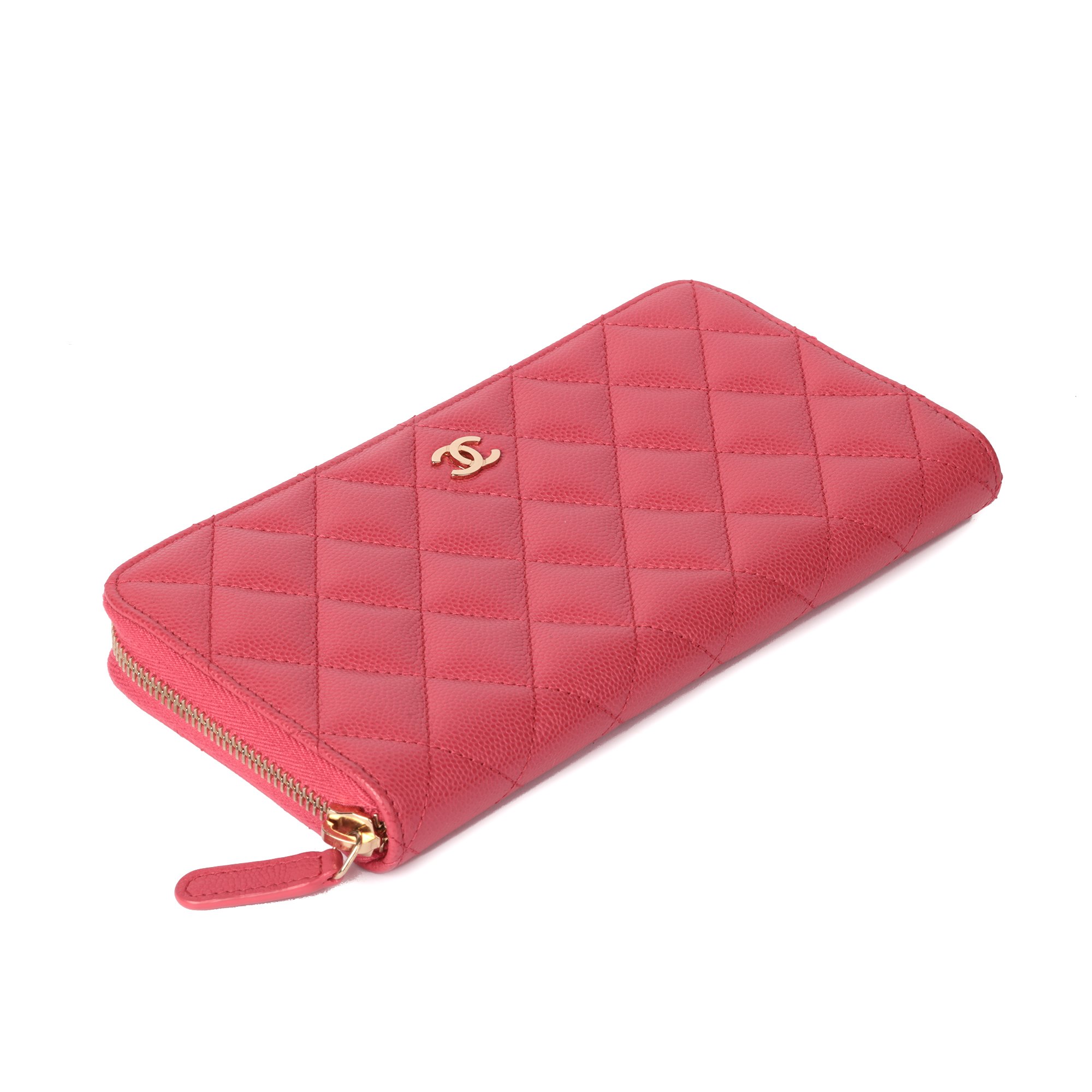Chanel Pink Quilted Lambskin Classic Zipped Wallet
