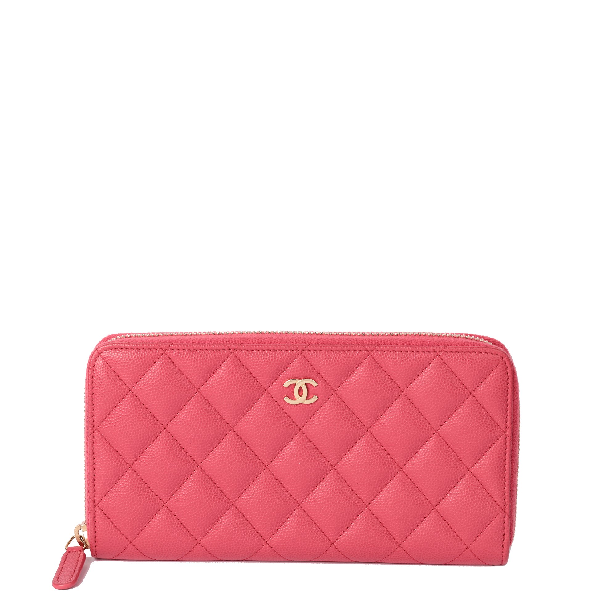 Chanel Pink Quilted Lambskin Classic Zipped Wallet