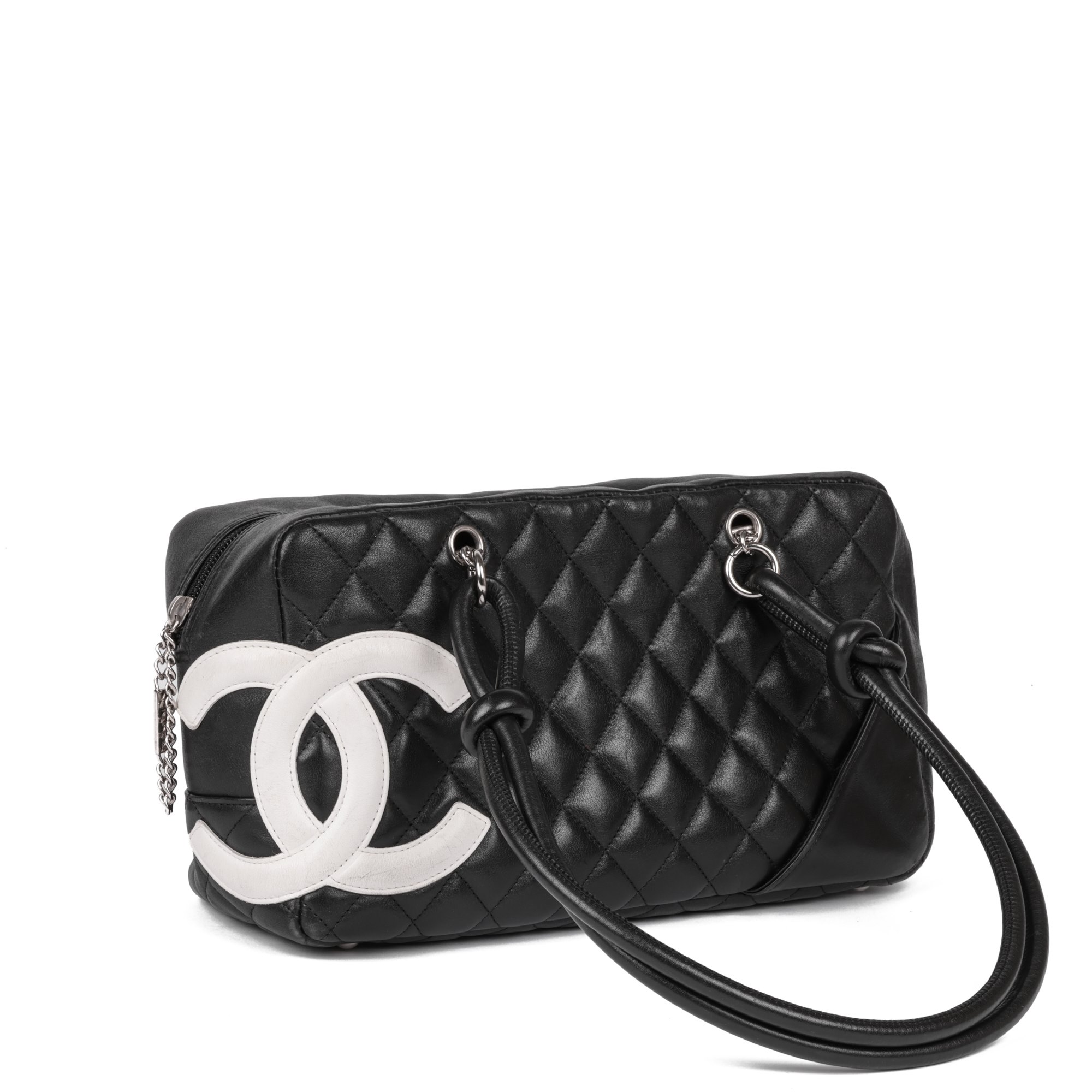 Chanel Black and White Quilted Lambskin Large Cambon Bowling Bag