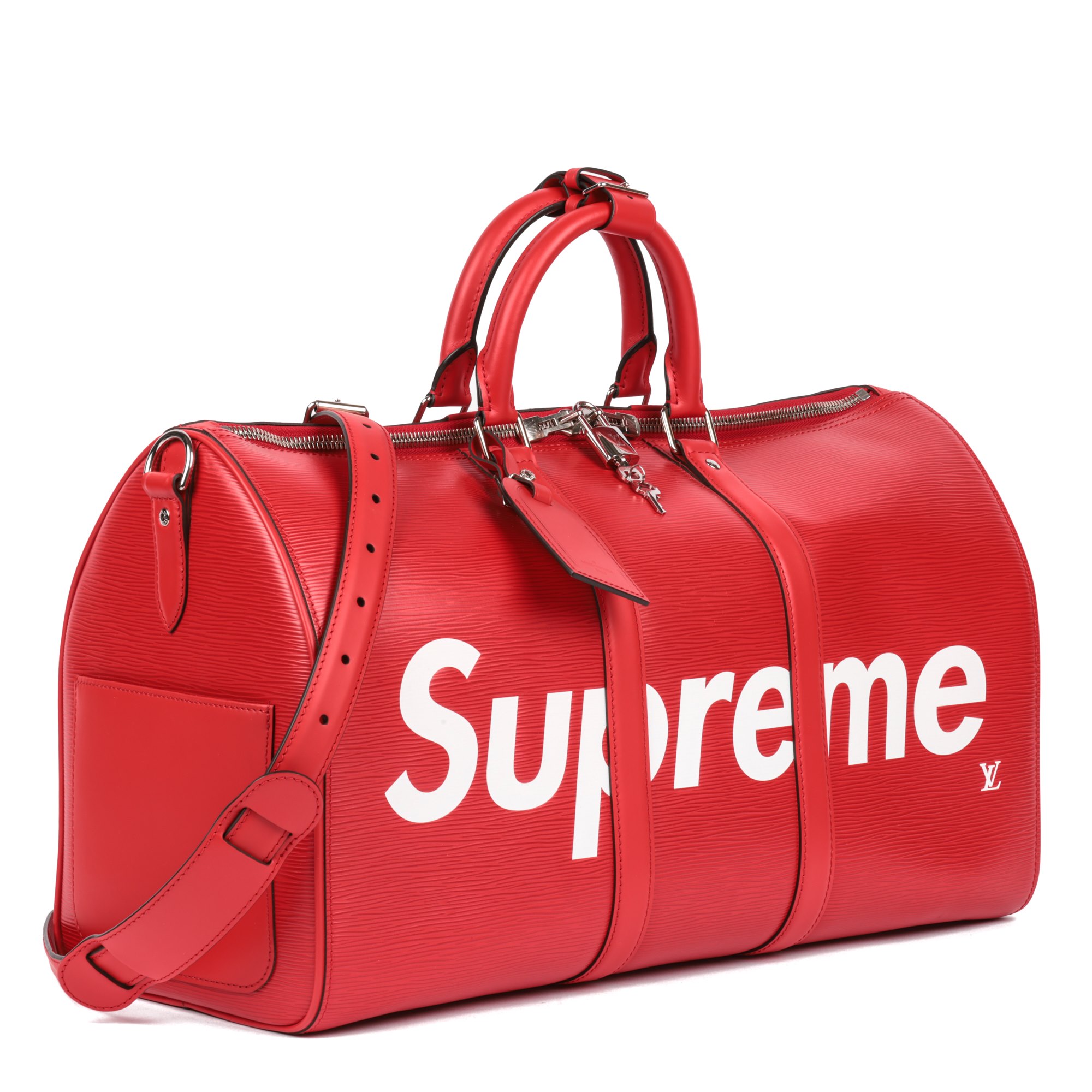 Louis Vuitton X Supreme Red Epi Leather Keepall 45cm Bandouliere