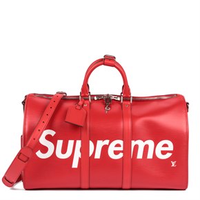 Louis Vuitton X Supreme Red Epi Leather Keepall 45cm Bandouliere