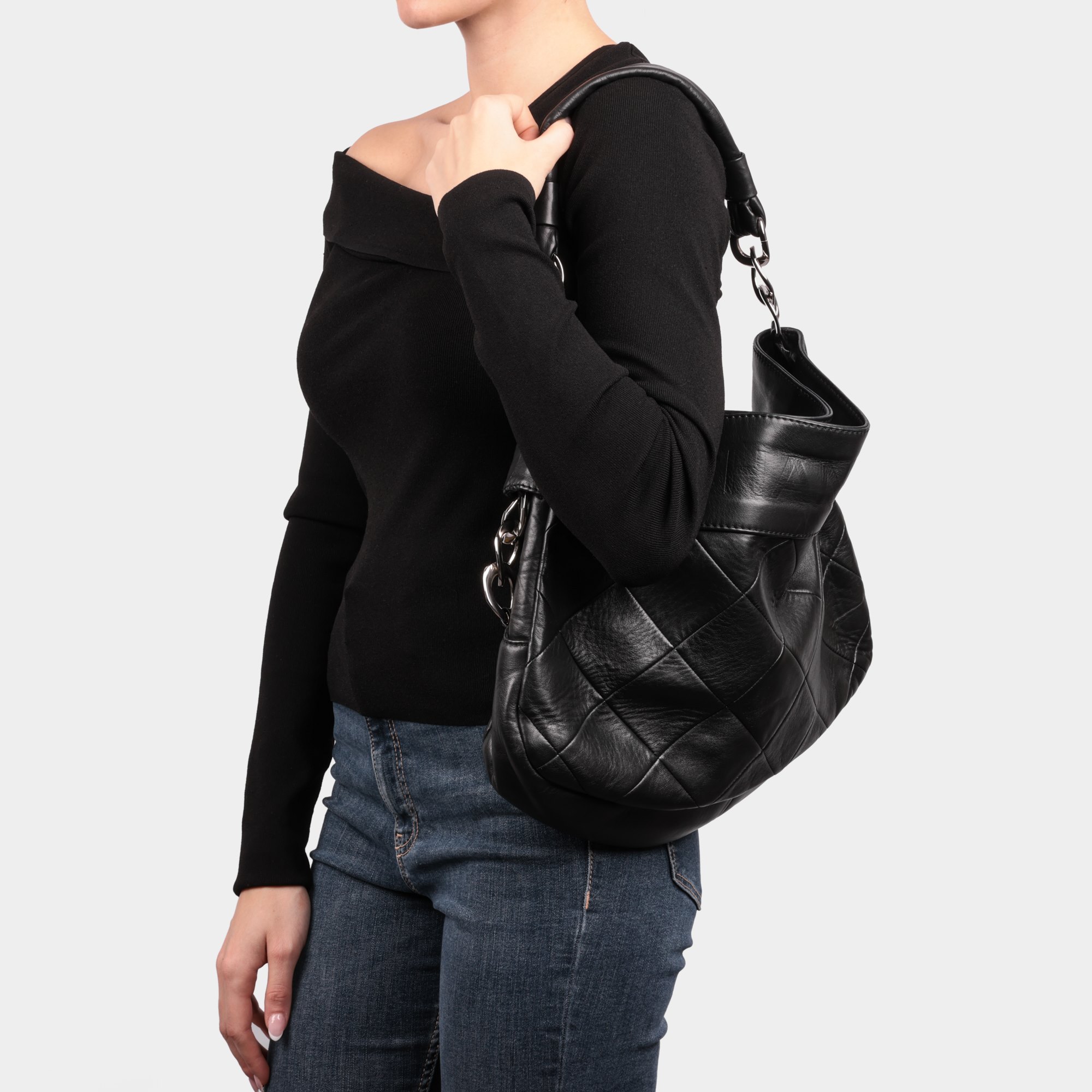 Chanel Black Quilted Lambskin Timeless Shoulder Bag