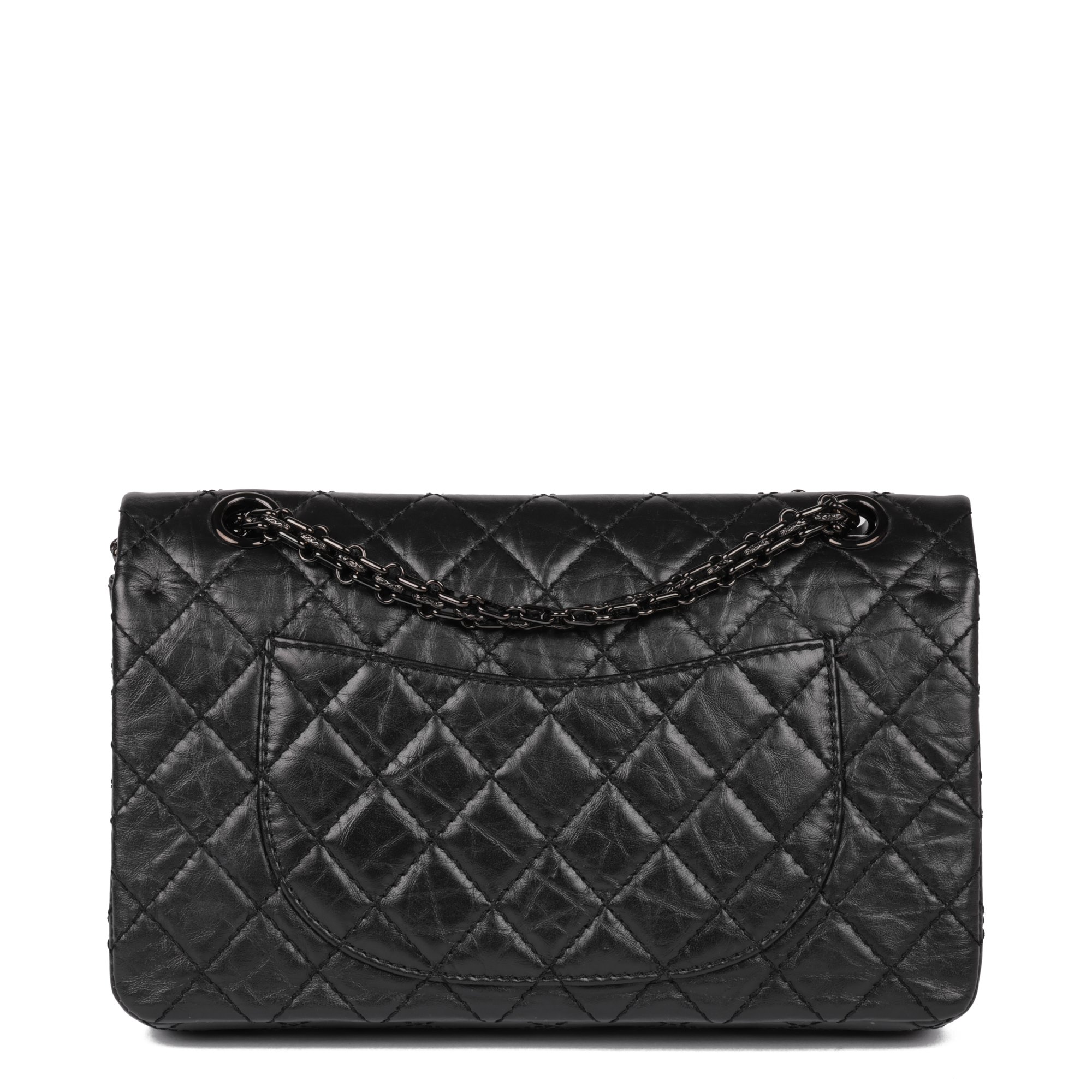 Chanel Black Quilted Aged Calfskin Leather Reissue 2.55 Reissue 225 Double Flap Bag