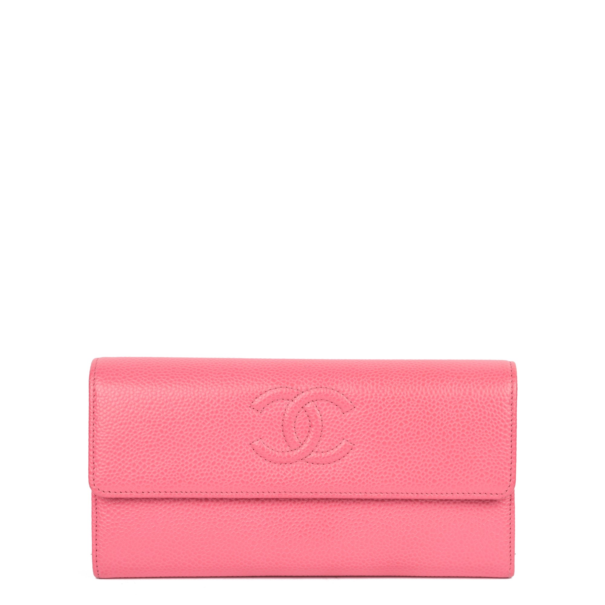 Chanel Pink Caviar Leather Long Wallet