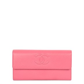 Chanel Pink Caviar Leather Long Wallet