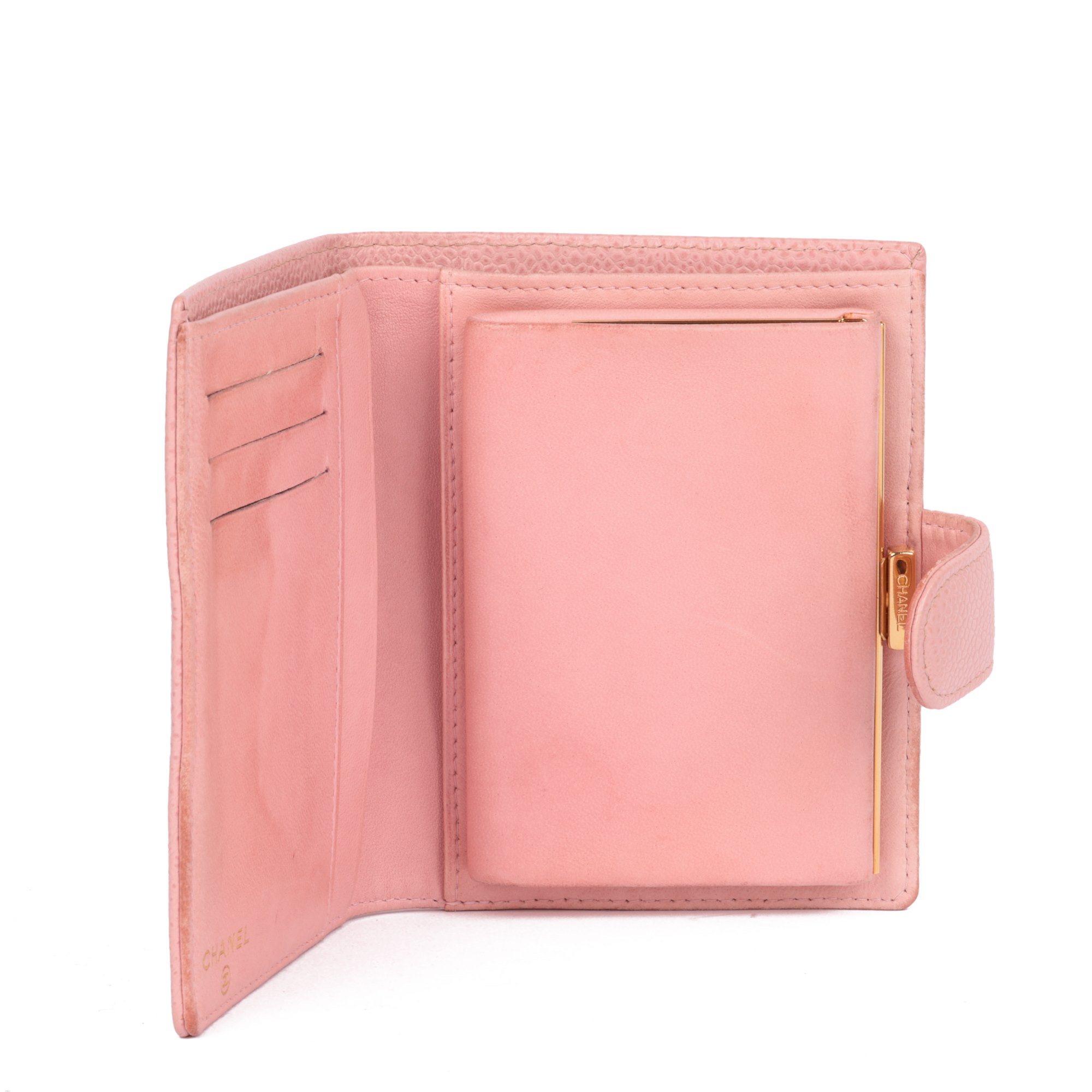 Chanel Pink Caviar Leather Timeless Compact Wallet