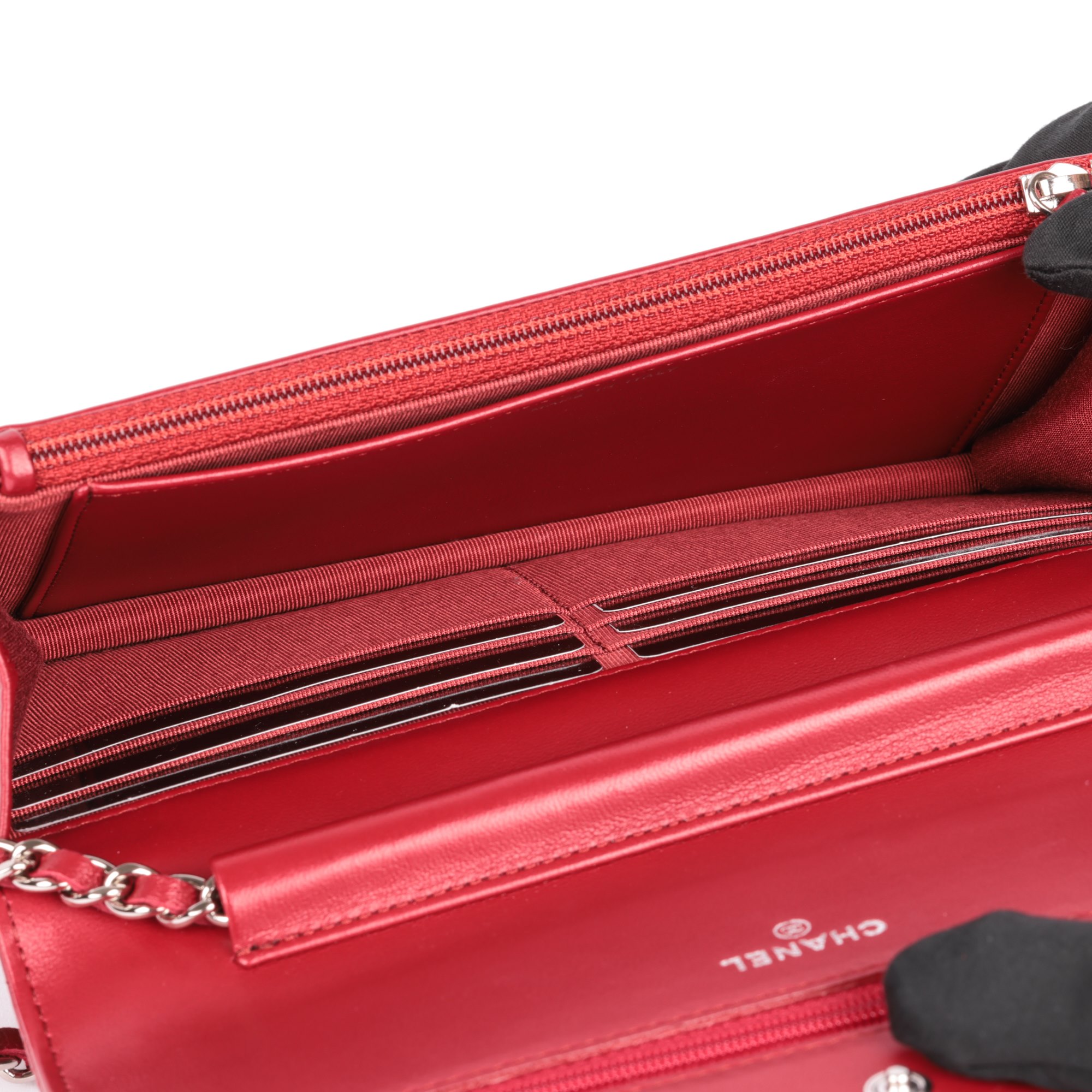 Chanel Red Quilted Lambskin Leather Wallet-on-Chain WOC