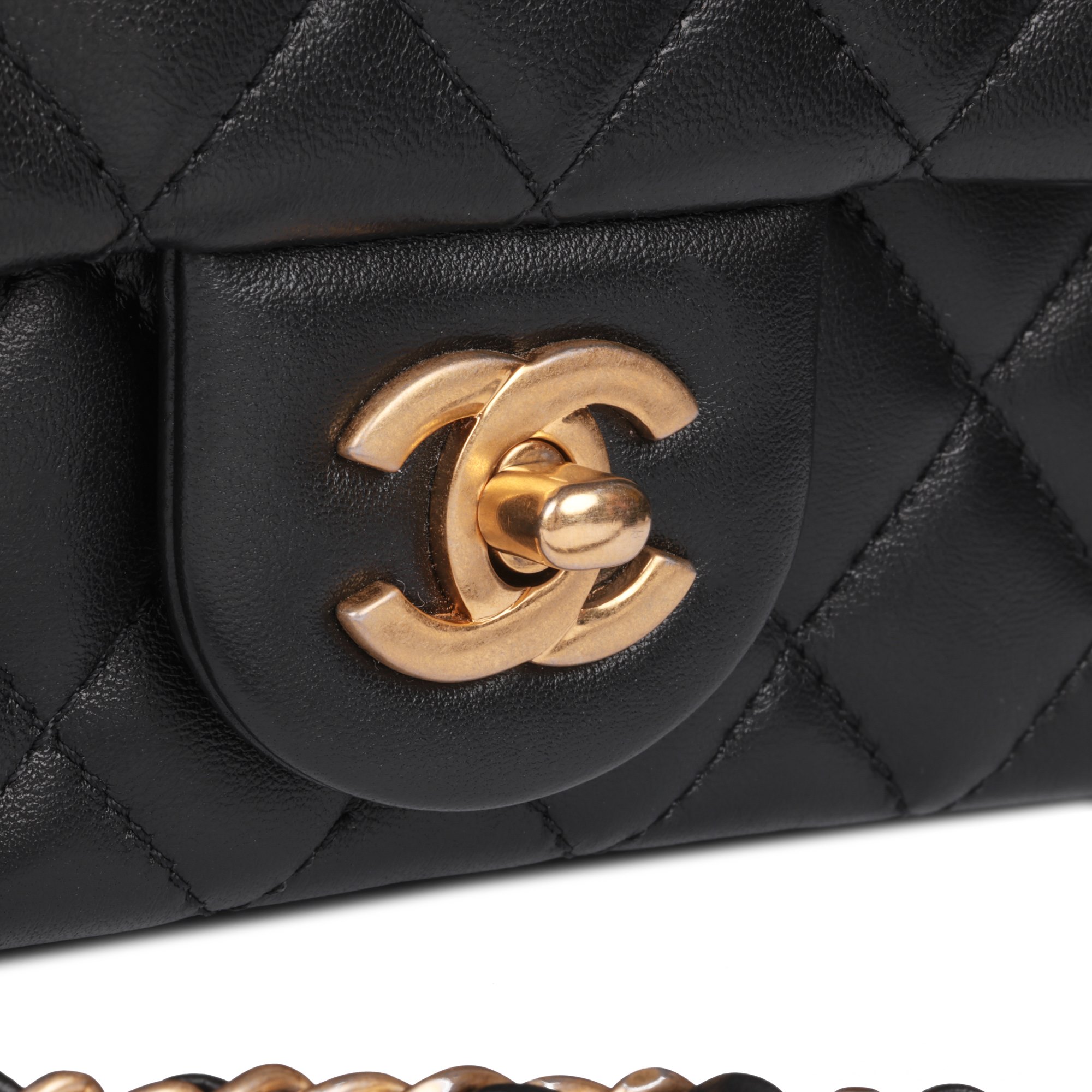 Chanel Black Quilted Lambskin Romance Rectangular Mini Flap Bag