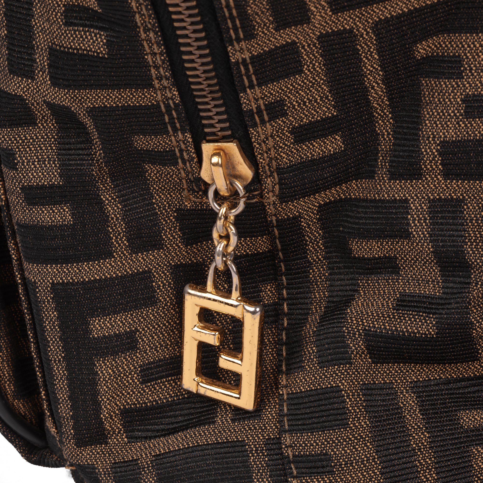 Fendi Brown Zucca Monogram Canvas & Textured Calfskin Leather Vintage Backpack