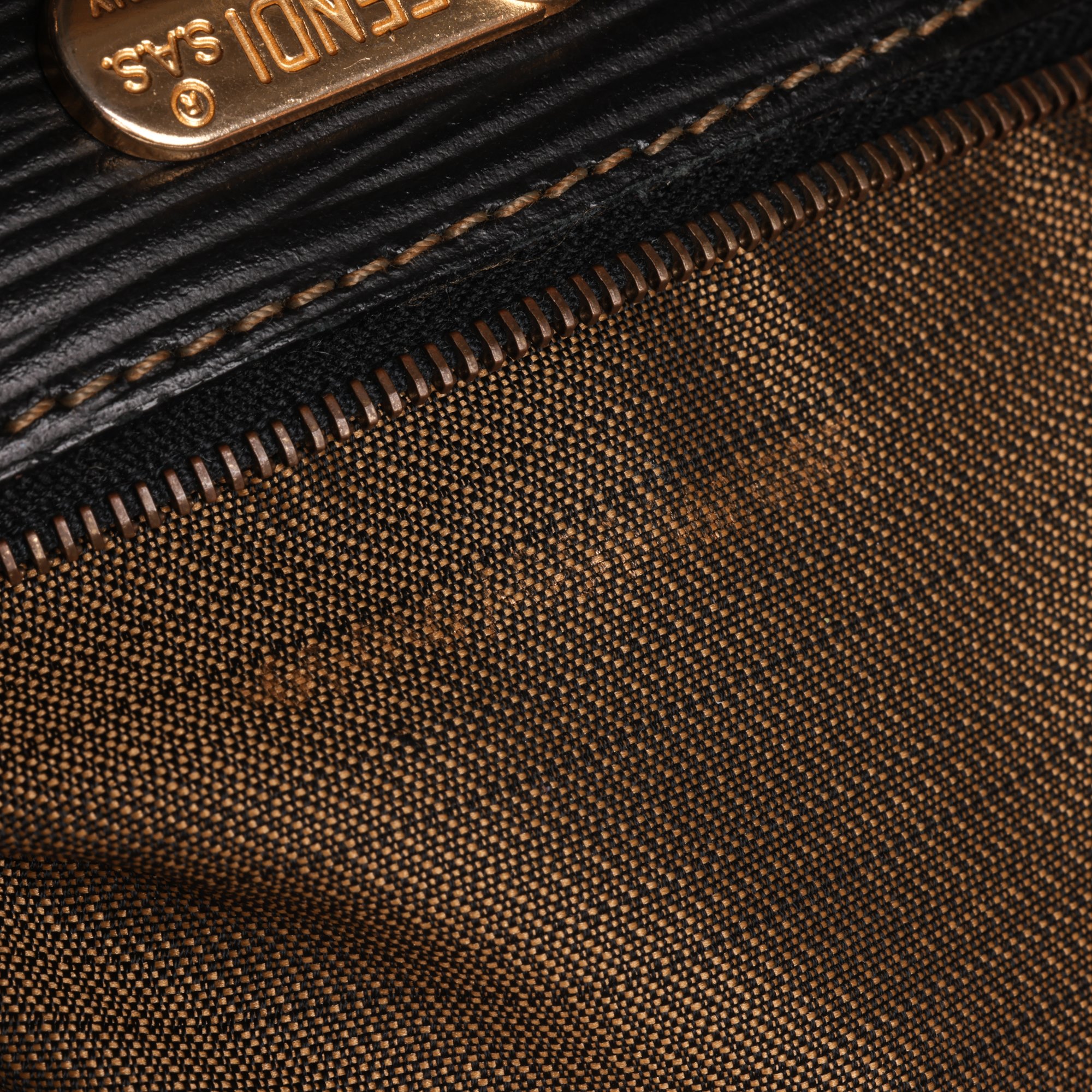 Fendi Brown Zucca Monogram Canvas & Textured Calfskin Leather Vintage Backpack
