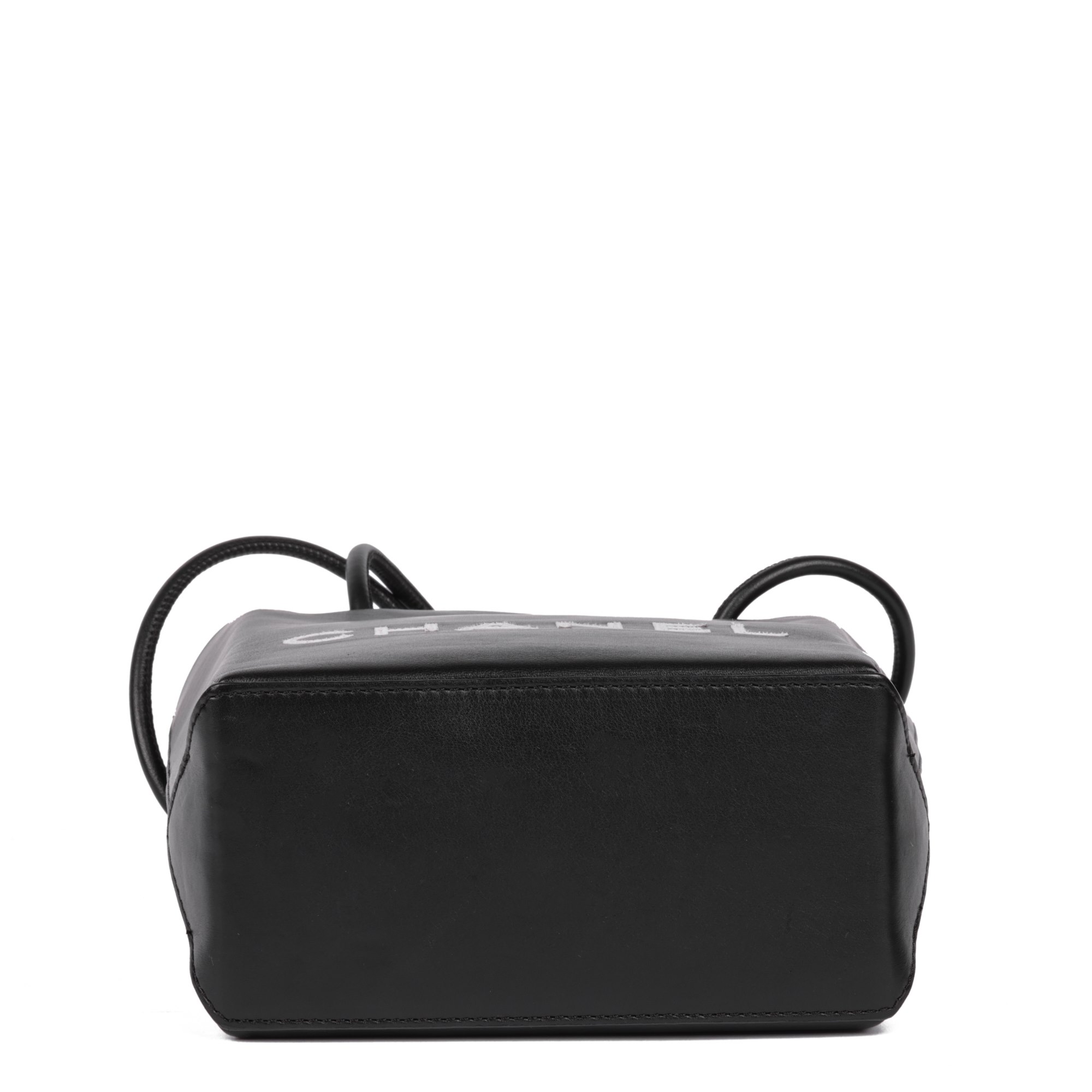 Chanel Black & White Lambskin Mini Shopping Bag Tote