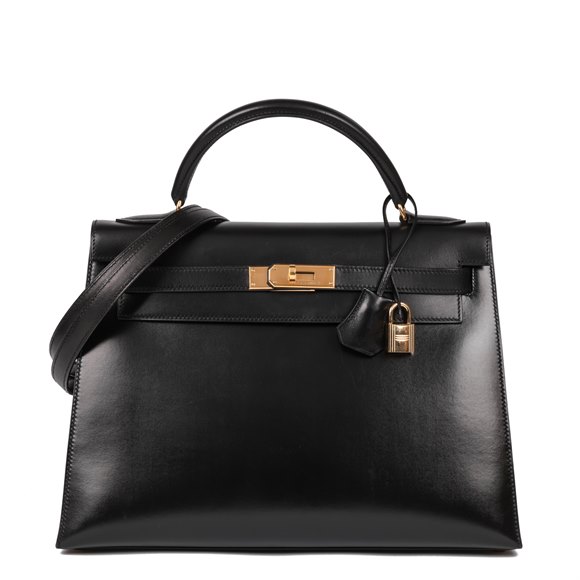 Hermès Black Box Calf Leather Vintage Kelly 32cm