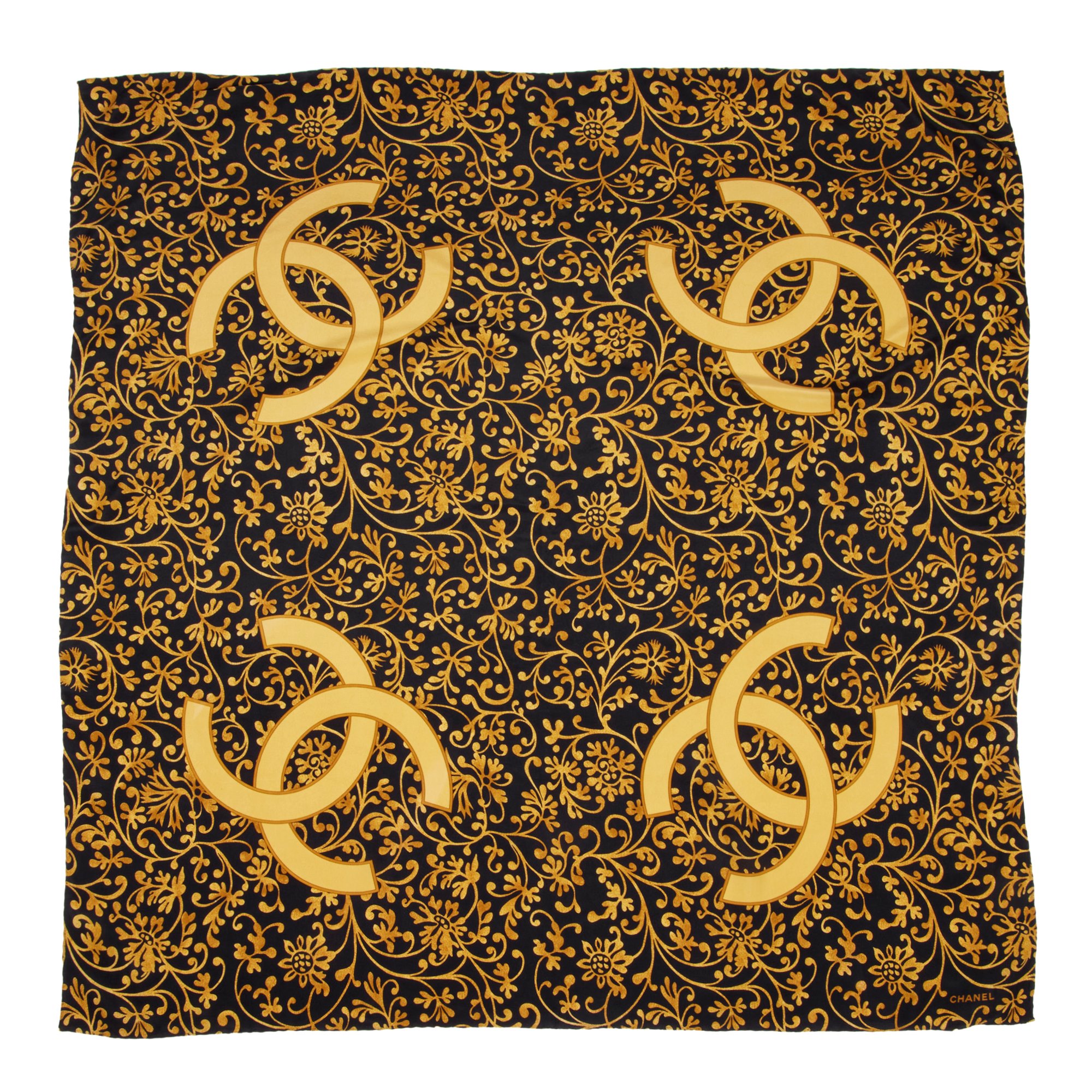 Chanel Gold Vintage CC Silk Scarf