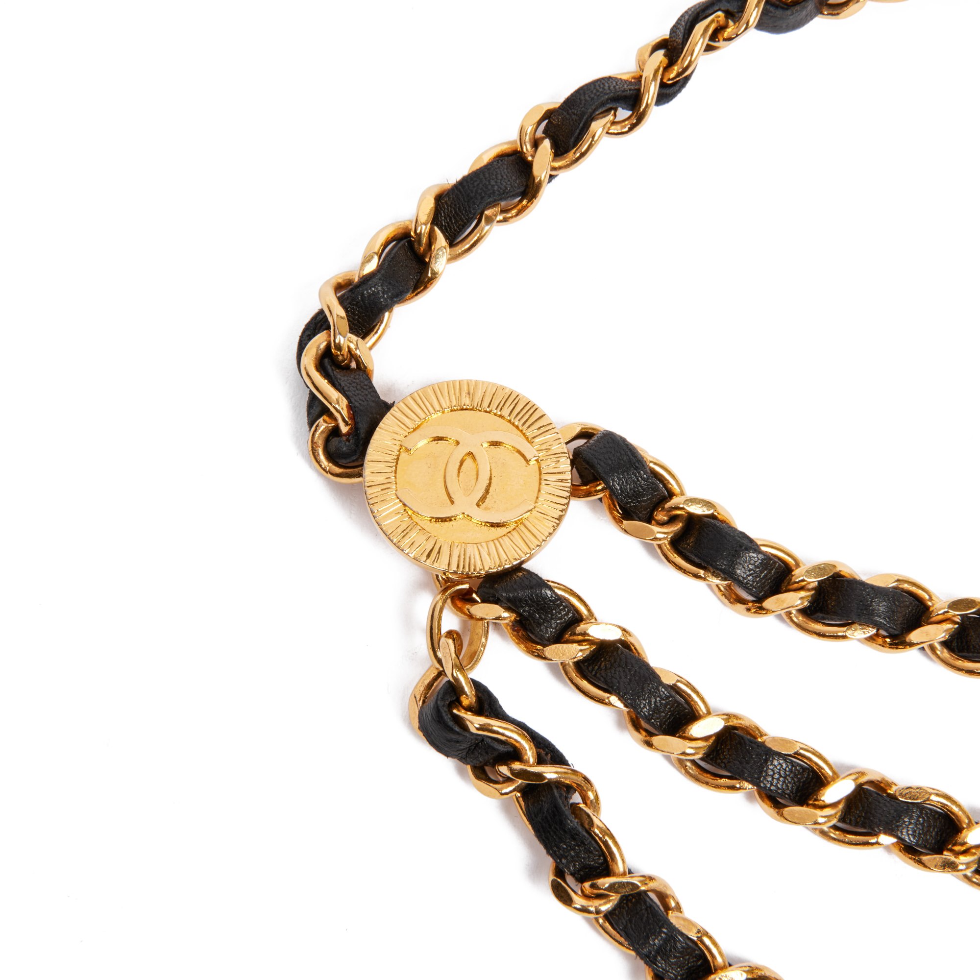 Chanel Black Lambskin Leather Vintage Chain Belt